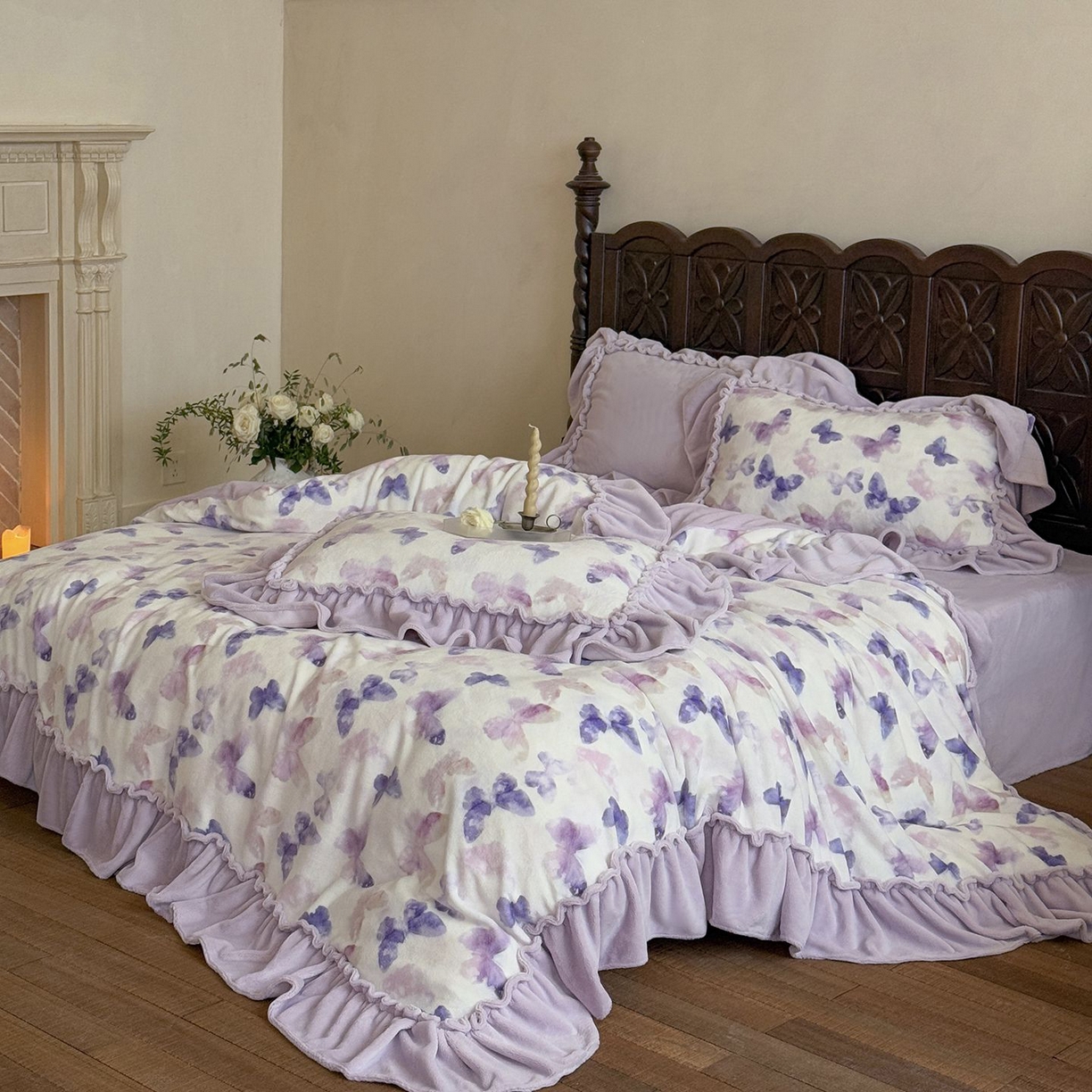 91家纺网 家纺一手货源 找家纺 （总）多乐娜 2025新款高克重260g全消光牛奶绒数码印花法式油画风高端款四件套-安妮（会员-20）控价最低368起