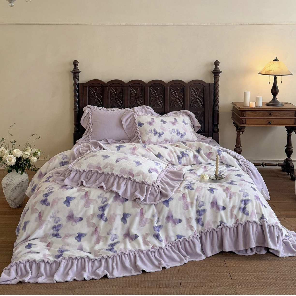 91家纺网 家纺一手货源 找家纺 （总）多乐娜 2025新款高克重260g全消光牛奶绒数码印花法式油画风高端款四件套-安妮（会员-20）控价最低368起