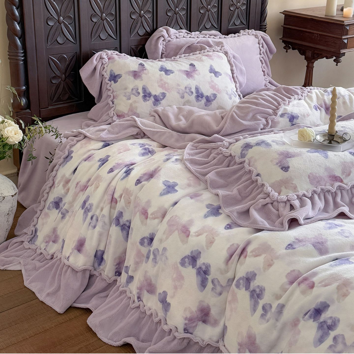 91家纺网 家纺一手货源 找家纺 （总）多乐娜 2025新款高克重260g全消光牛奶绒数码印花法式油画风高端款四件套-安妮（会员-20）控价最低368起