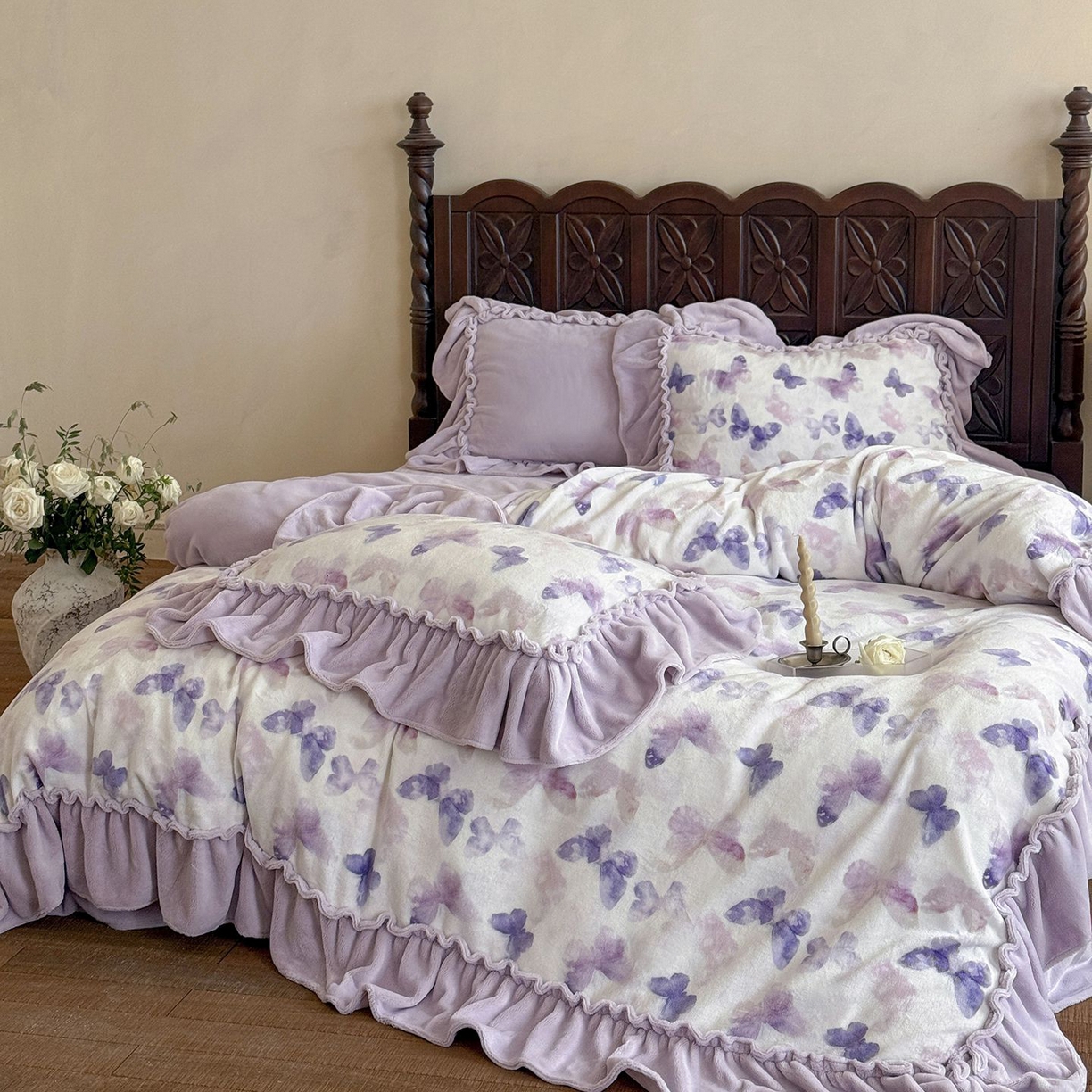 91家纺网 家纺一手货源 找家纺 （总）多乐娜 2025新款高克重260g全消光牛奶绒数码印花法式油画风高端款四件套-安妮（会员-20）控价最低368起