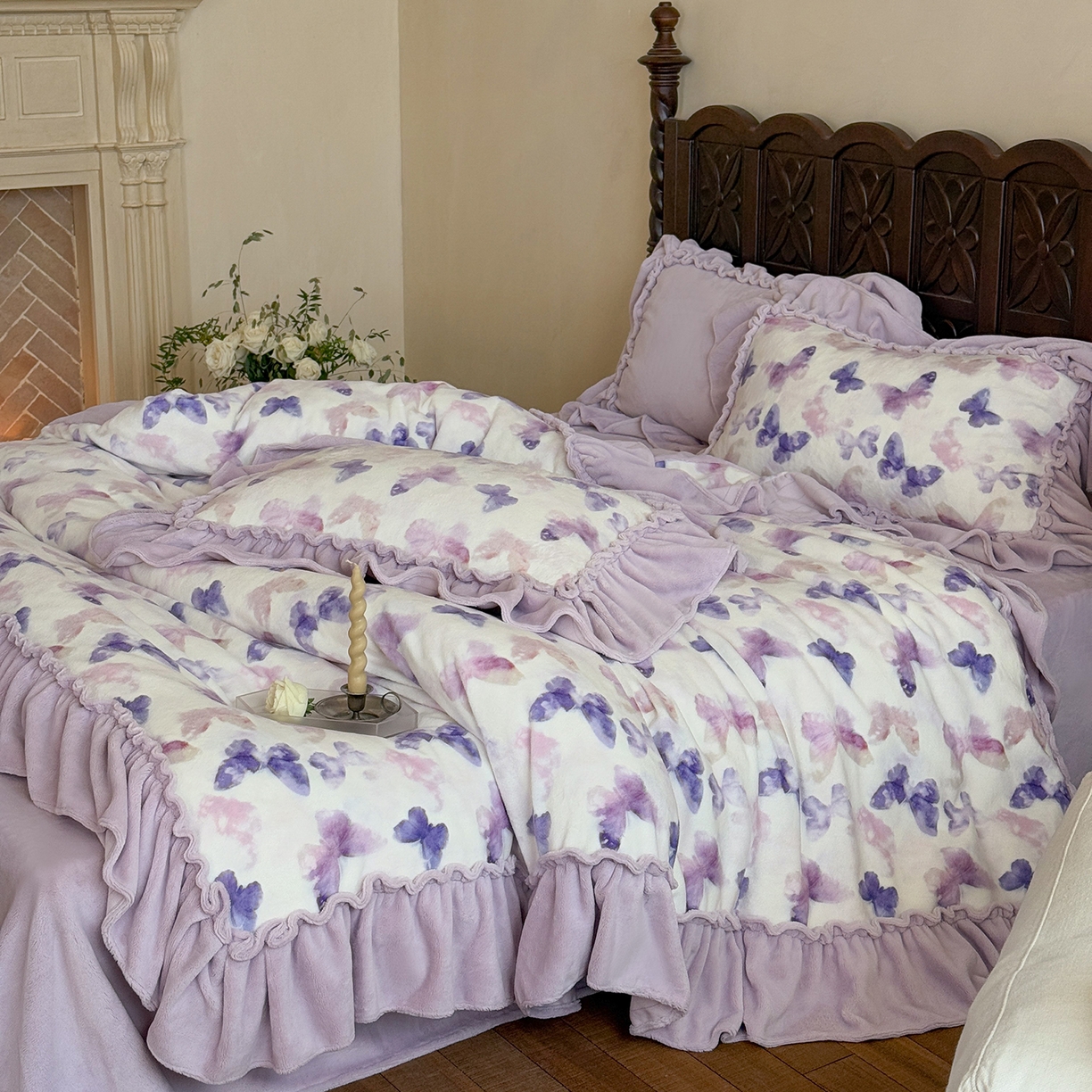 91家纺网 家纺一手货源 找家纺 （总）多乐娜 2025新款高克重260g全消光牛奶绒数码印花法式油画风高端款四件套-安妮（会员-20）控价最低368起