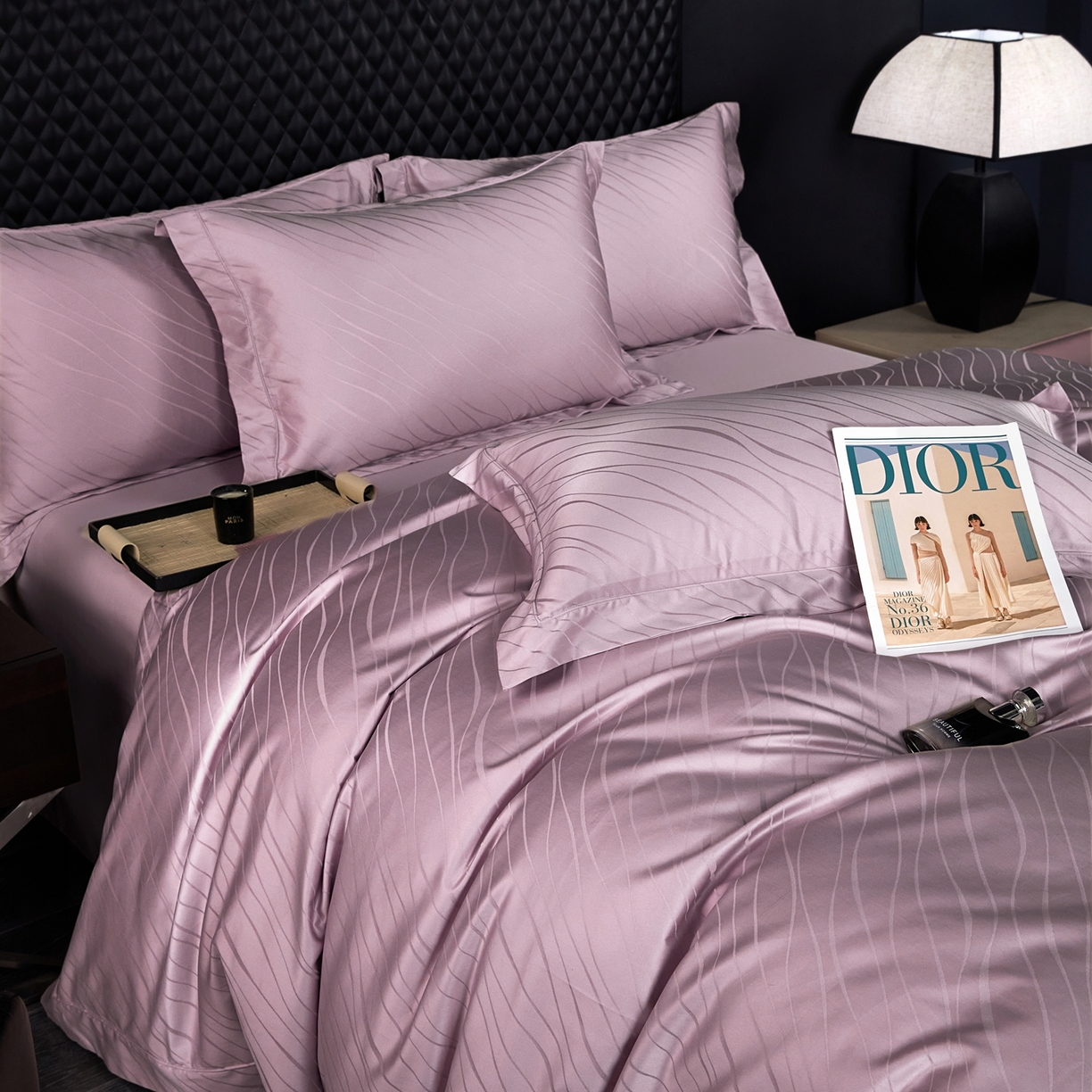 淳绵家居 2025新款长绒棉提花纯棉四件套贡缎全棉被套床上用品-布拉诺 布拉诺-莫奈紫