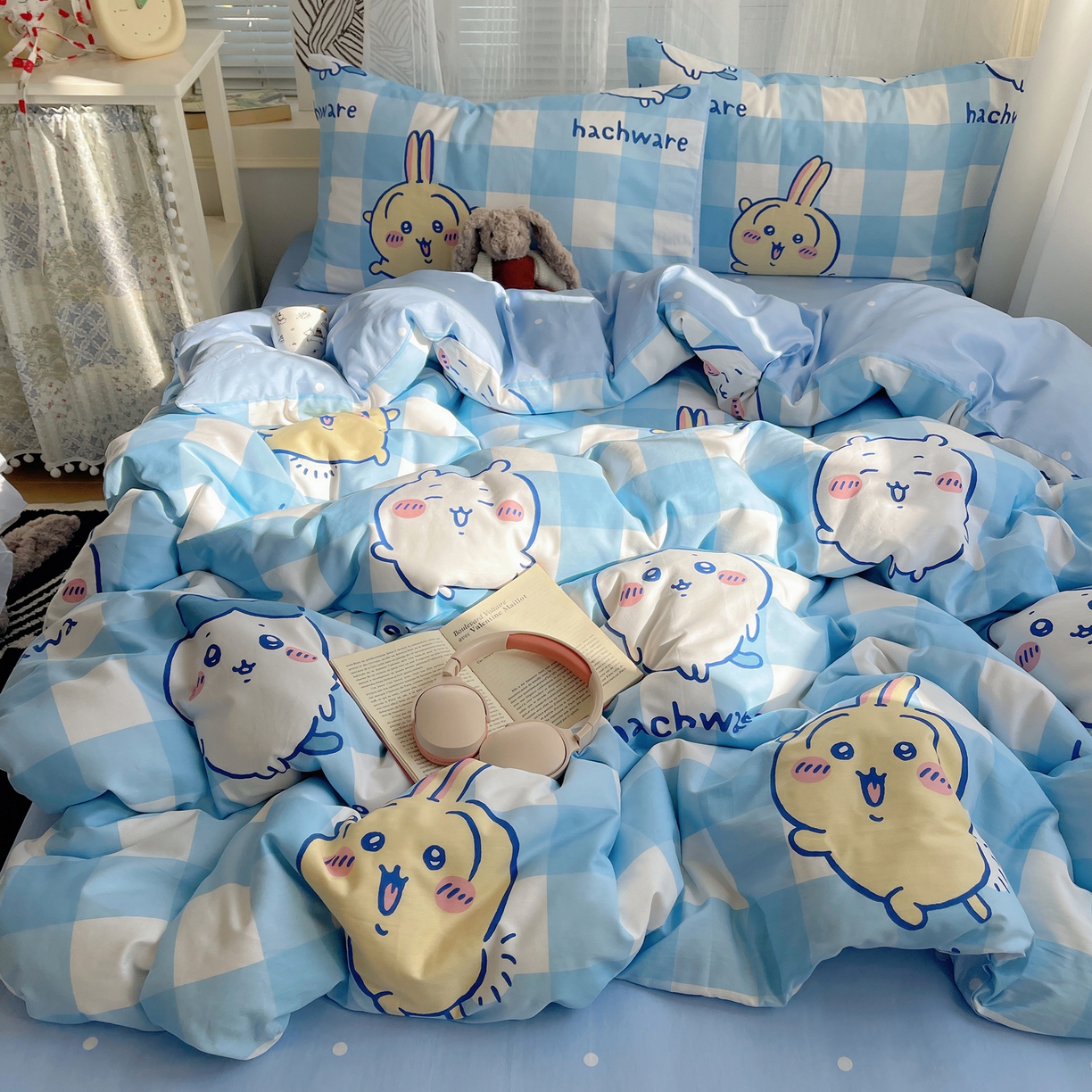 91家纺网 家纺一手货源 找家纺 耀悦家纺 2026新款正版授权吉伊卡哇全棉纯棉四件套单被套枕套 乌萨奇-到