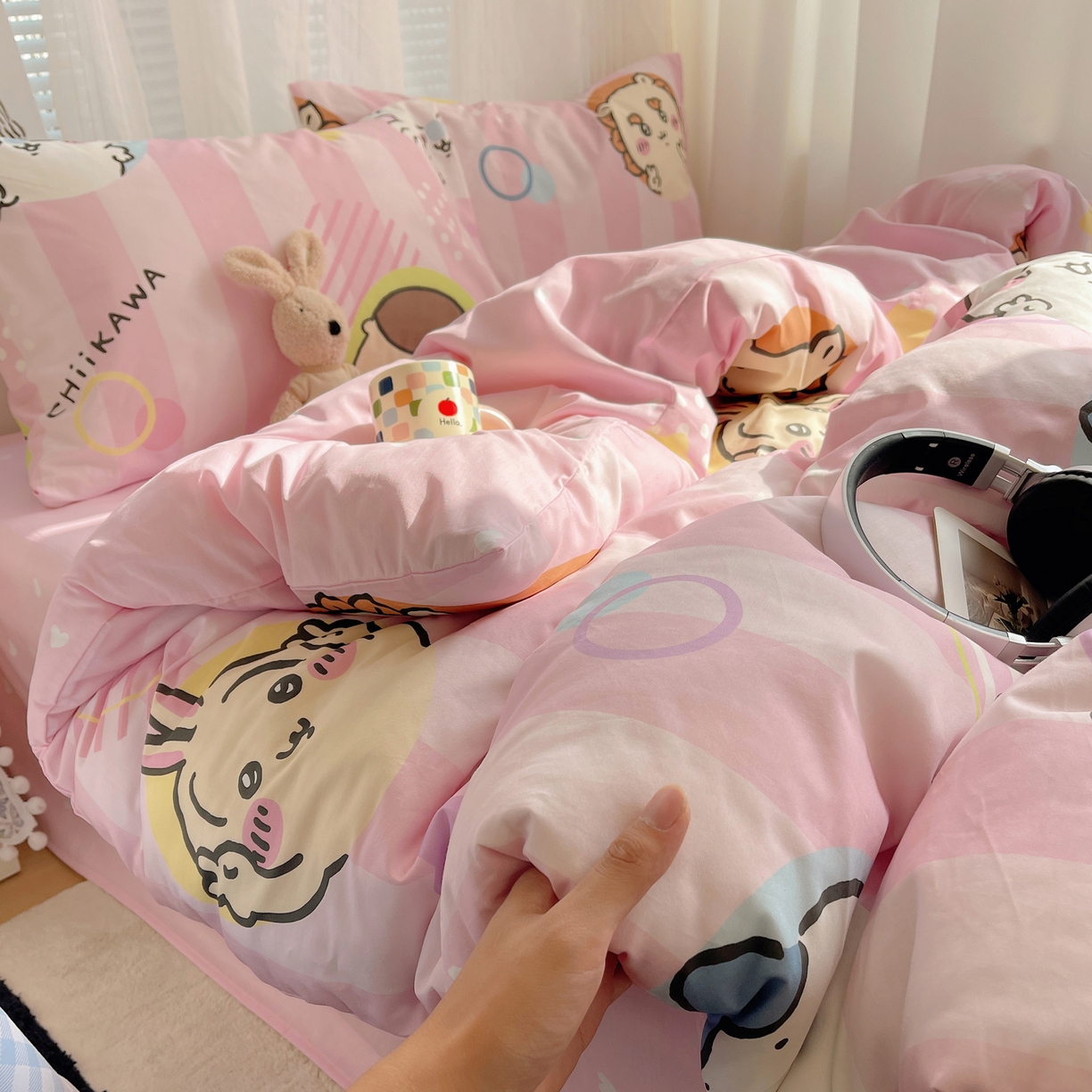 91家纺网 家纺一手货源 找家纺 耀悦家纺 2026新款正版授权吉伊卡哇全棉纯棉四件套单被套枕套 吉伊卡哇耶