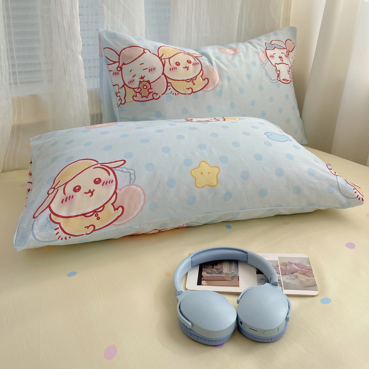 91家纺网 家纺一手货源 找家纺 耀悦家纺 2026新款正版授权吉伊卡哇全棉纯棉四件套单被套枕套 帽子小八