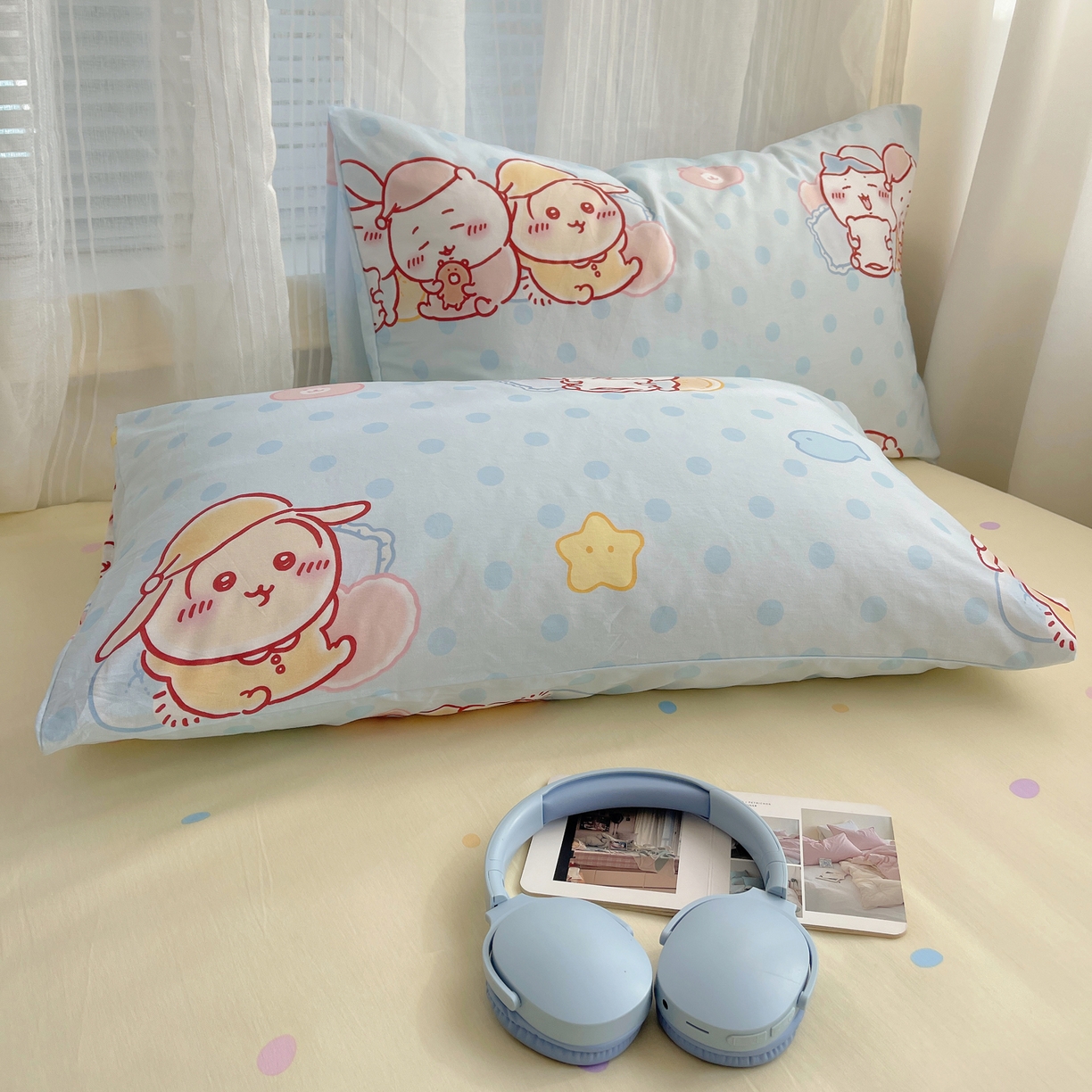 91家纺网 家纺一手货源 找家纺 耀悦家纺 2026新款正版授权吉伊卡哇全棉纯棉四件套单被套枕套 帽子小八