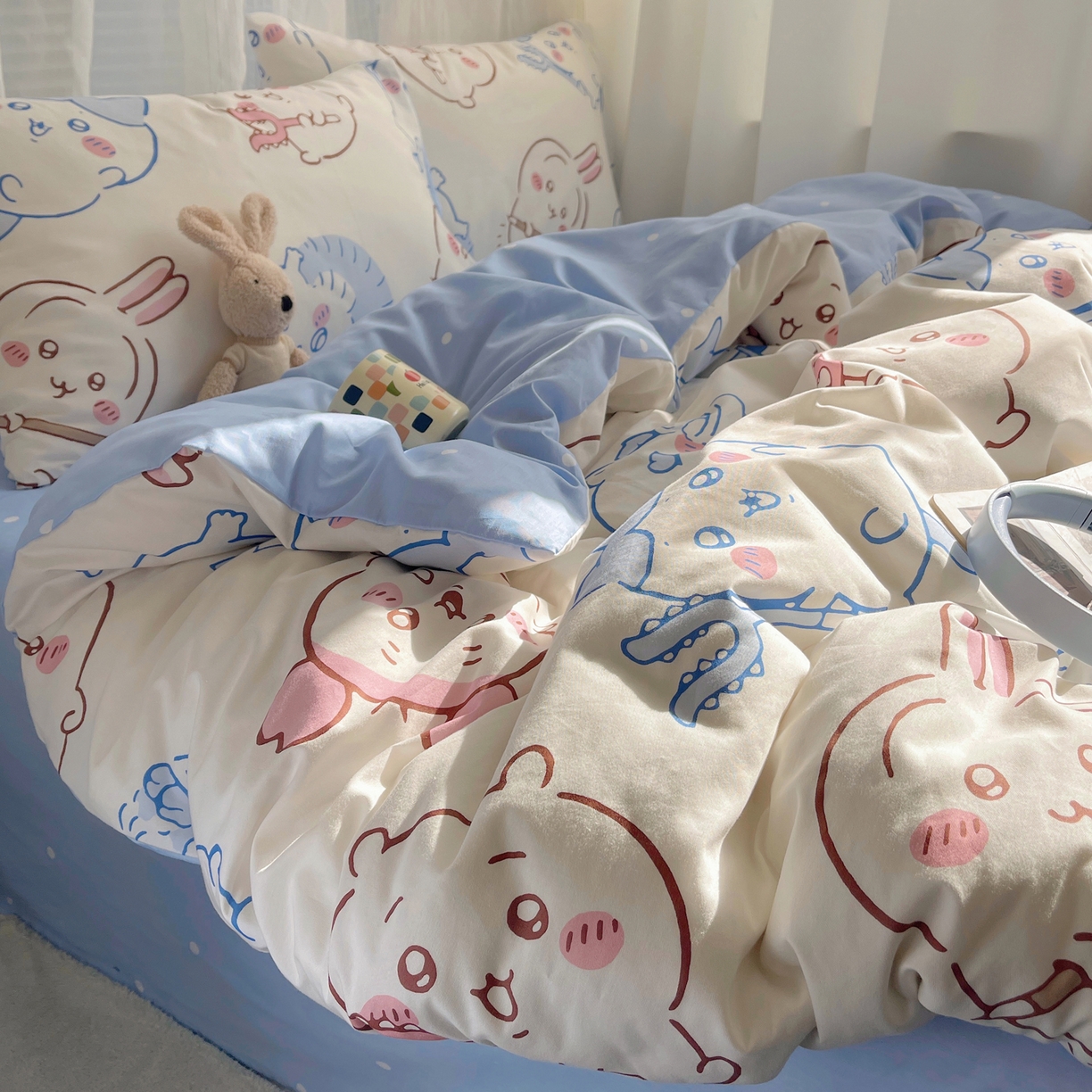 91家纺网 家纺一手货源 找家纺 耀悦家纺 2026新款正版授权吉伊卡哇全棉纯棉四件套单被套枕套 勇者乌萨奇