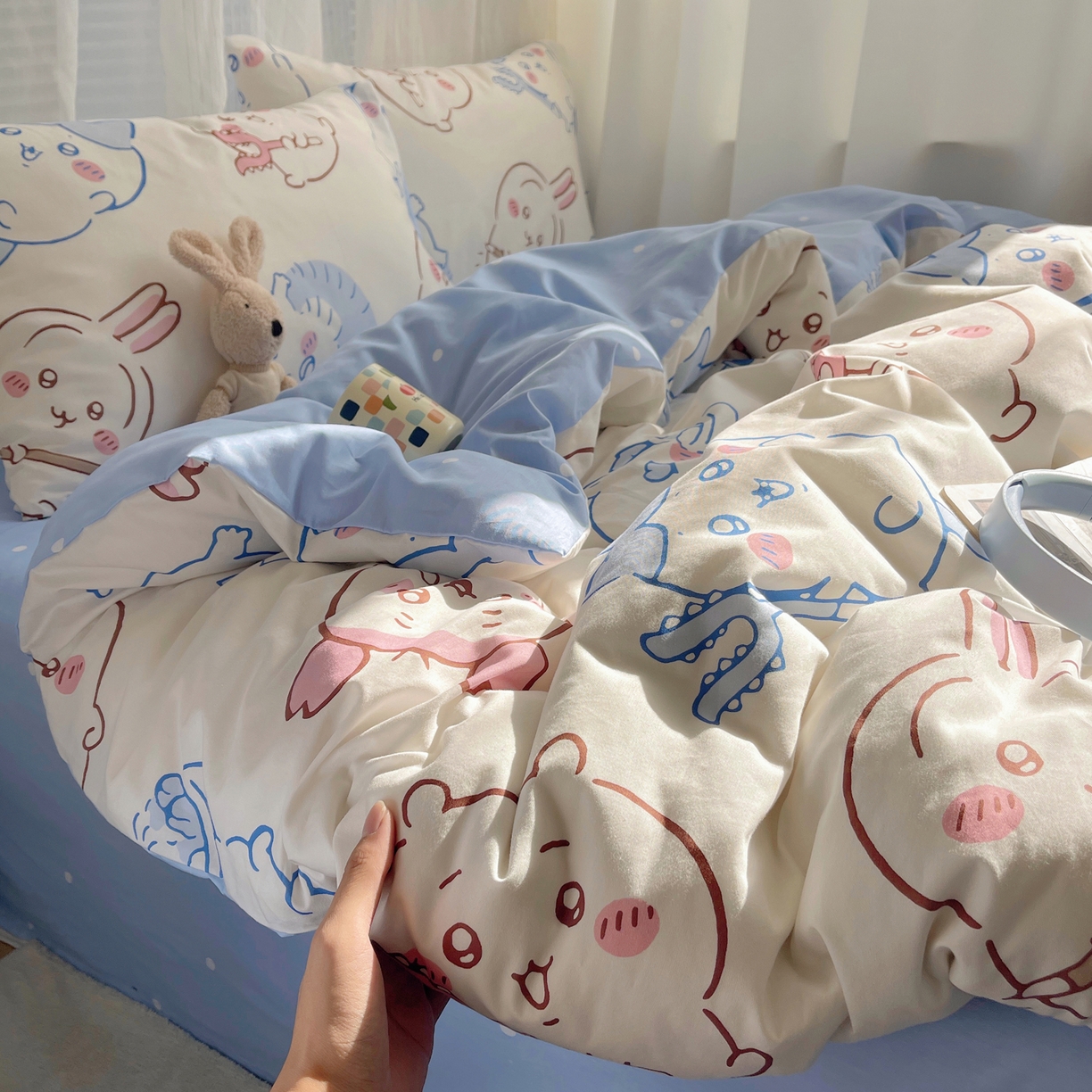 91家纺网 家纺一手货源 找家纺 耀悦家纺 2026新款正版授权吉伊卡哇全棉纯棉四件套单被套枕套 勇者乌萨奇