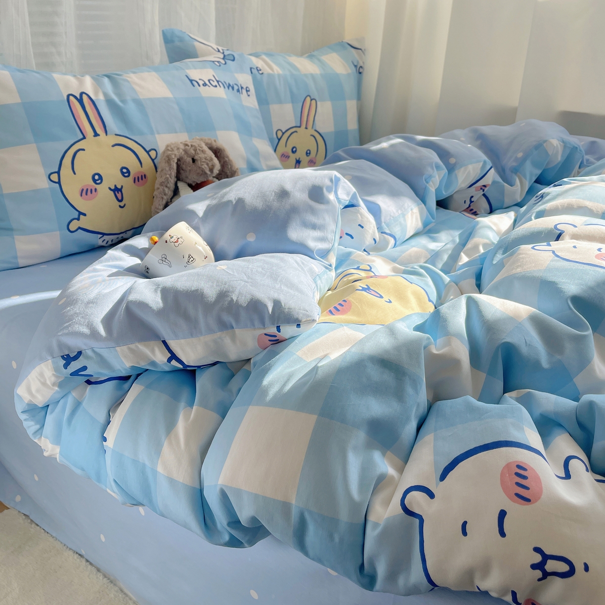 91家纺网 家纺一手货源 找家纺 耀悦家纺 2026新款正版授权吉伊卡哇全棉纯棉四件套单被套枕套 乌萨奇-到