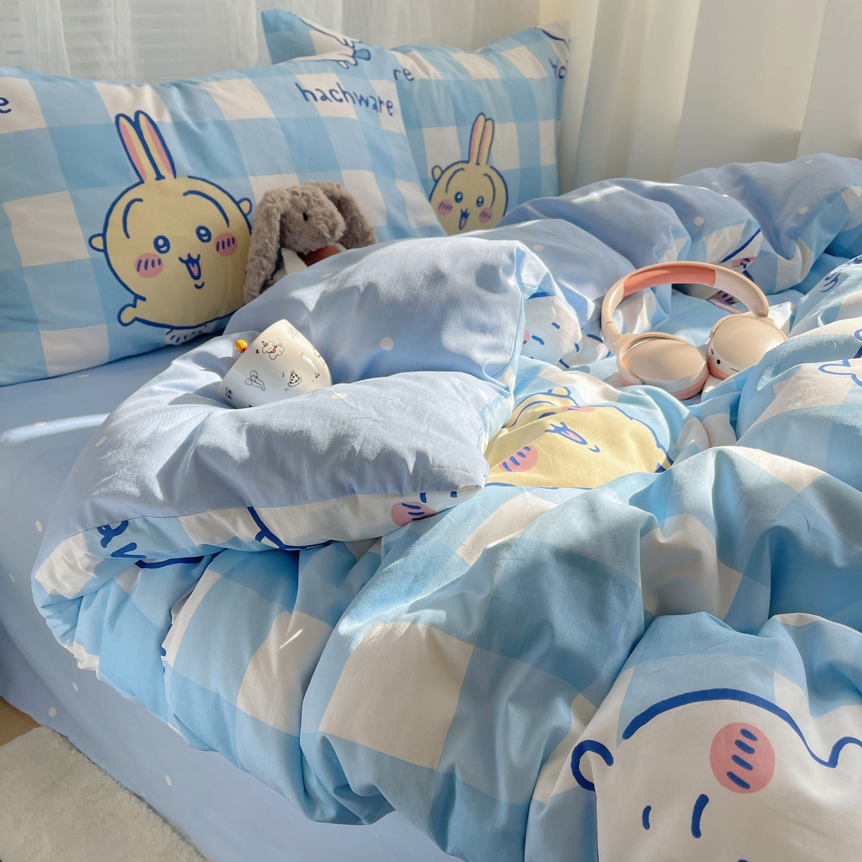 91家纺网 家纺一手货源 找家纺 耀悦家纺 2026新款正版授权吉伊卡哇全棉纯棉四件套单被套枕套 乌萨奇-到