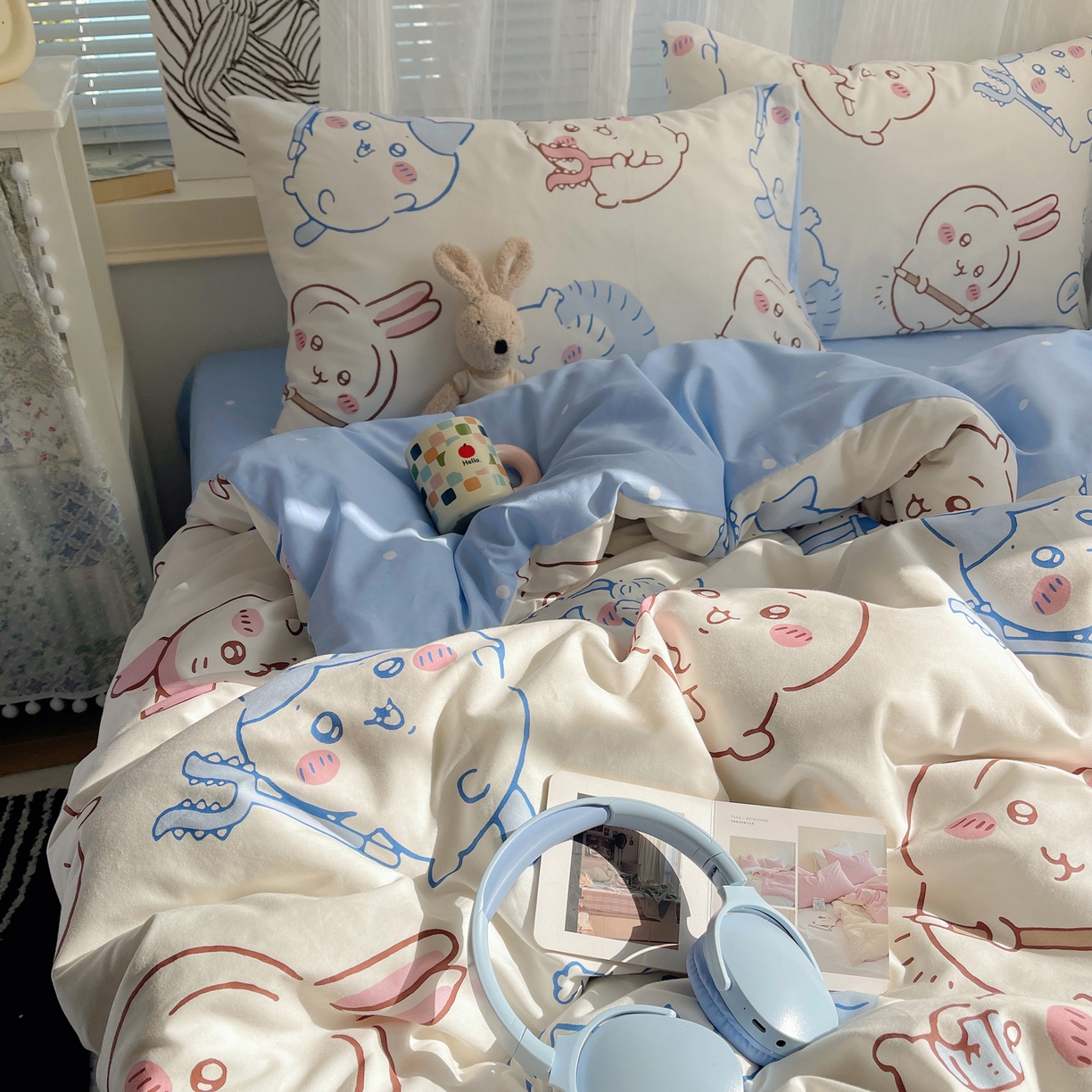 91家纺网 家纺一手货源 找家纺 耀悦家纺 2026新款正版授权吉伊卡哇全棉纯棉四件套单被套枕套 勇者乌萨奇