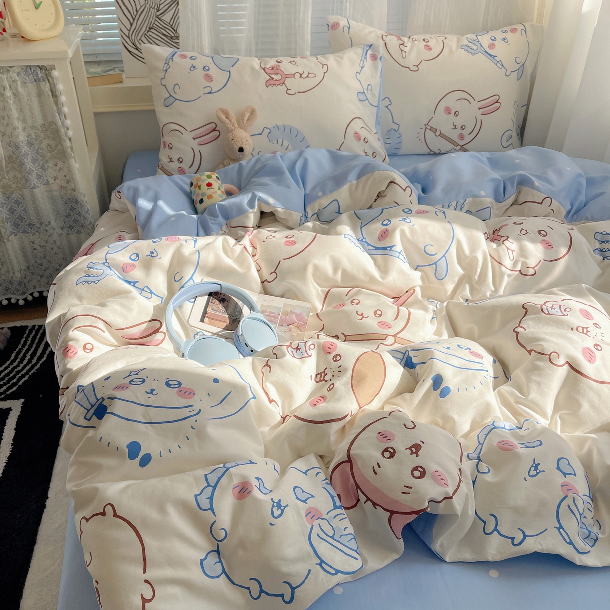 91家纺网 家纺一手货源 找家纺 耀悦家纺 2026新款正版授权吉伊卡哇全棉纯棉四件套单被套枕套 勇者乌萨奇