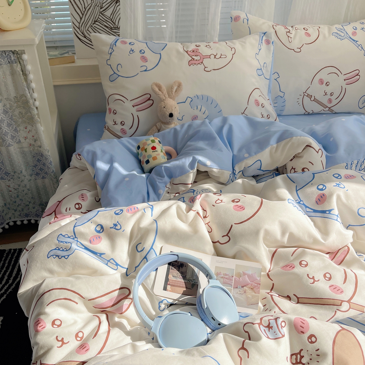 91家纺网 家纺一手货源 找家纺 耀悦家纺 2026新款正版授权吉伊卡哇全棉纯棉四件套单被套枕套 勇者乌萨奇