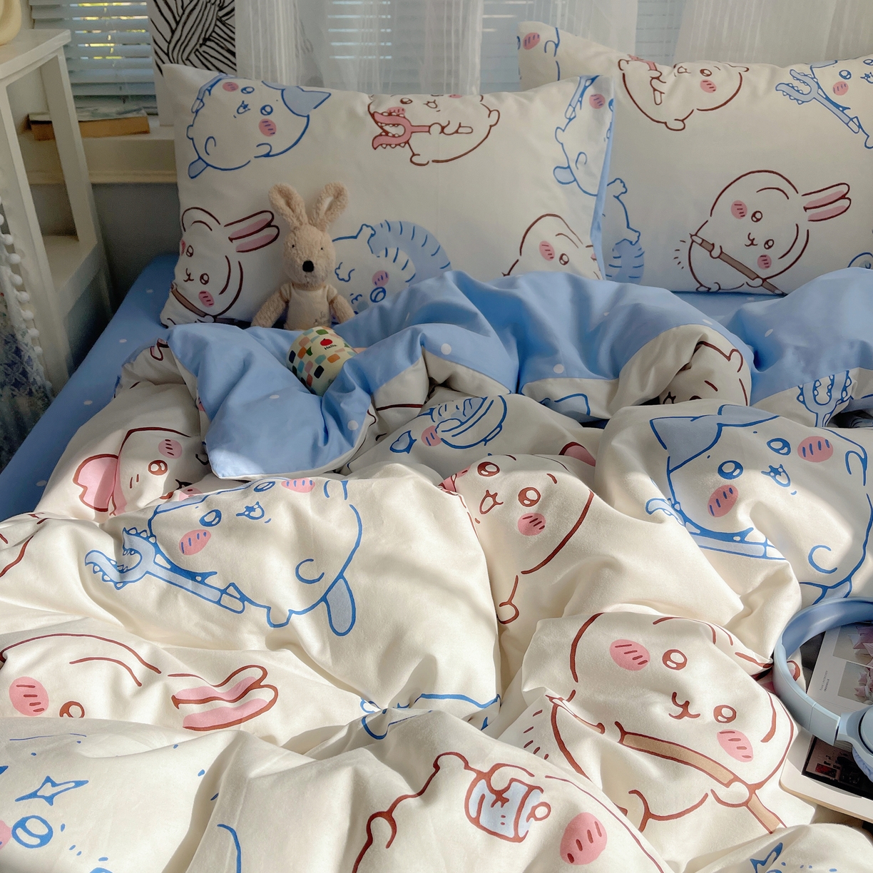 91家纺网 家纺一手货源 找家纺 耀悦家纺 2026新款正版授权吉伊卡哇全棉纯棉四件套单被套枕套 勇者乌萨奇