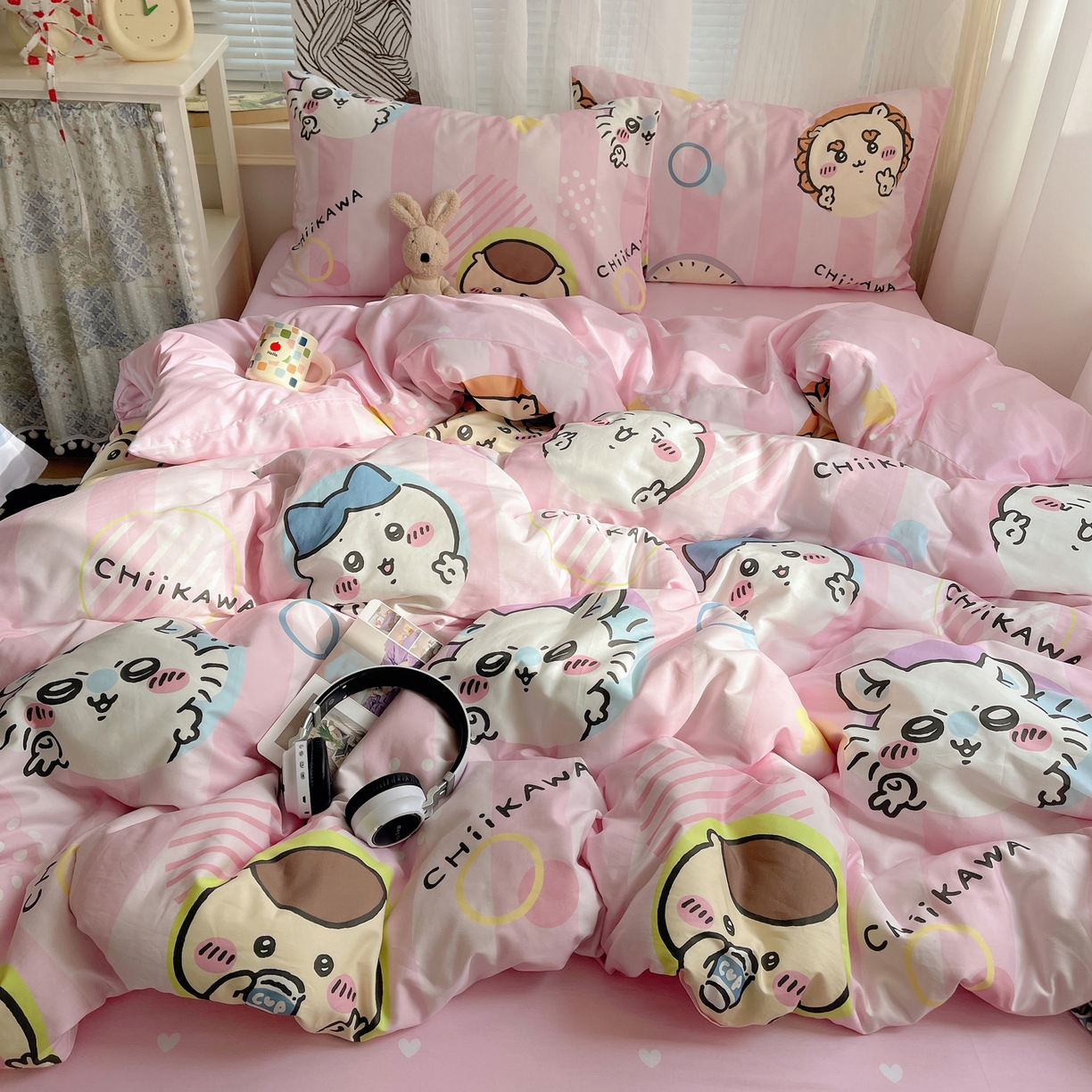 耀悦家纺 2026新款正版授权吉伊卡哇全棉纯棉四件套单被套枕套 吉伊卡哇耶