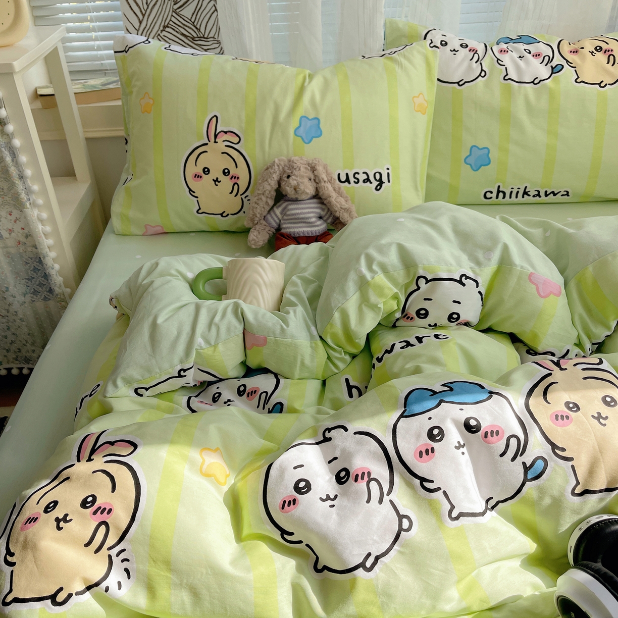 91家纺网 家纺一手货源 找家纺 耀悦家纺 2026新款正版授权吉伊卡哇全棉纯棉四件套单被套枕套 吉伊卡哇春游