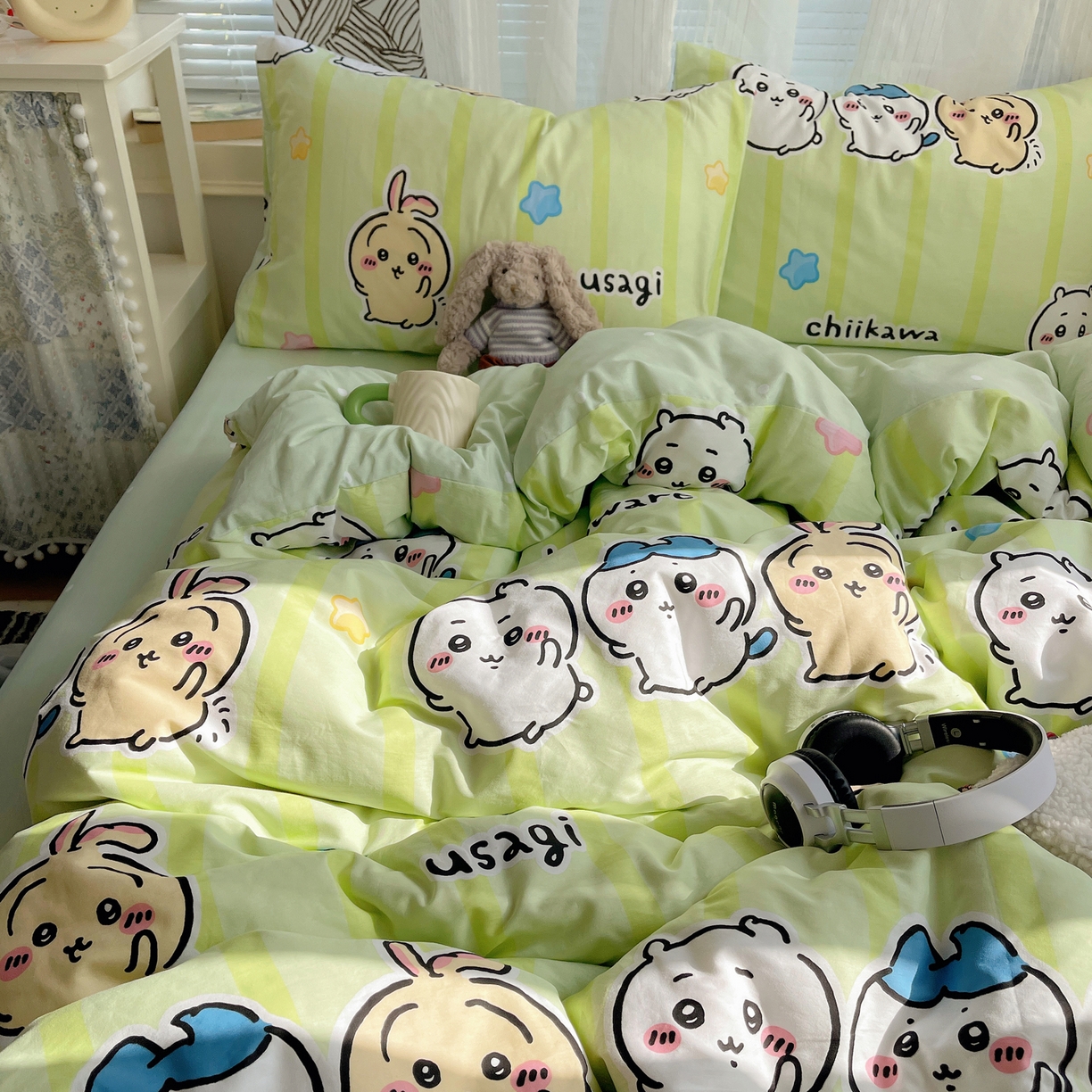 91家纺网 家纺一手货源 找家纺 耀悦家纺 2026新款正版授权吉伊卡哇全棉纯棉四件套单被套枕套 吉伊卡哇春游