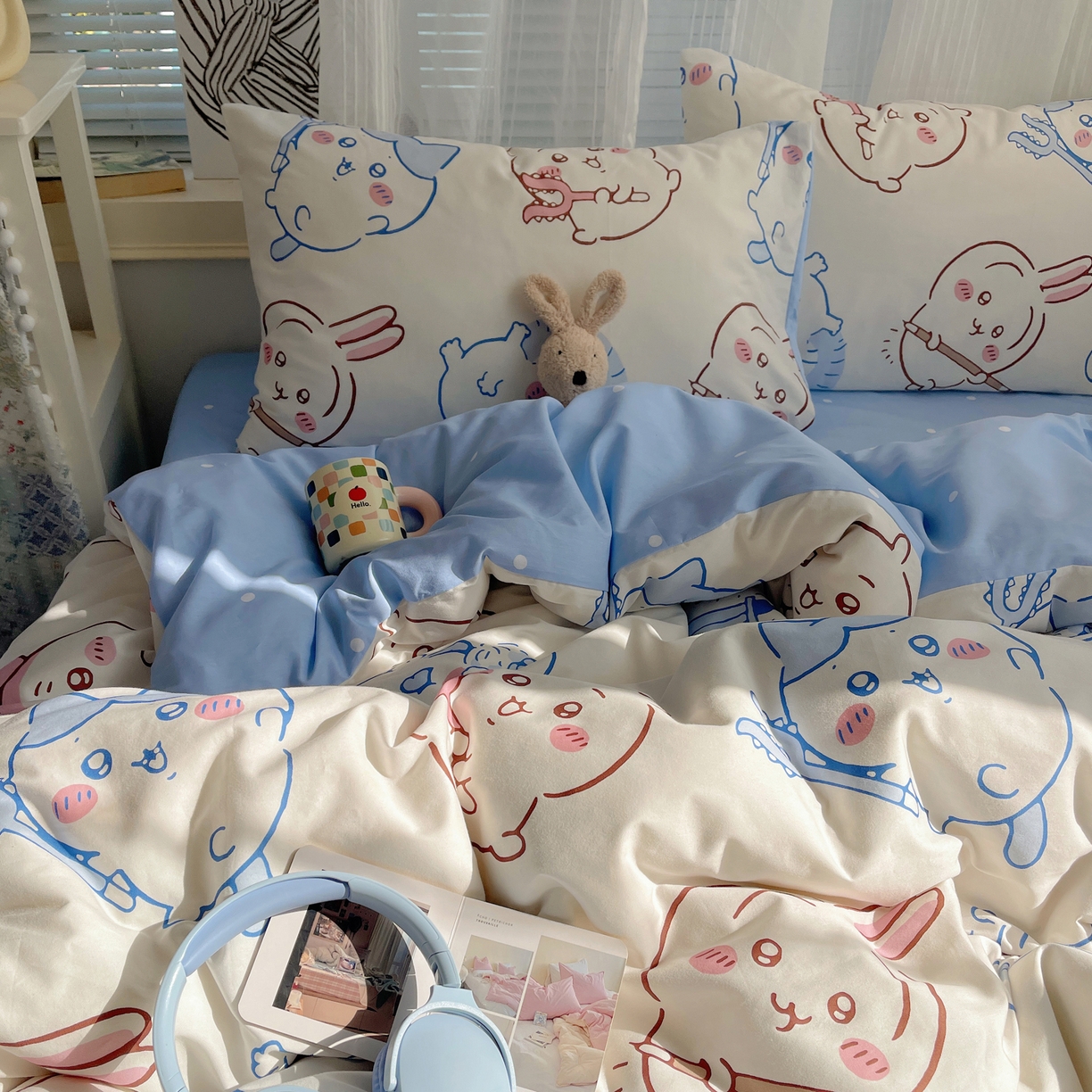 91家纺网 家纺一手货源 找家纺 耀悦家纺 2026新款正版授权吉伊卡哇全棉纯棉四件套单被套枕套 勇者乌萨奇