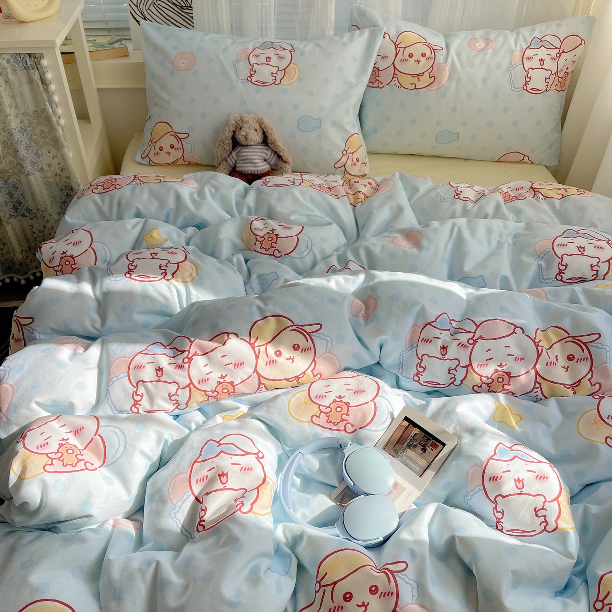 91家纺网 家纺一手货源 找家纺 耀悦家纺 2026新款正版授权吉伊卡哇全棉纯棉四件套单被套枕套 帽子小八