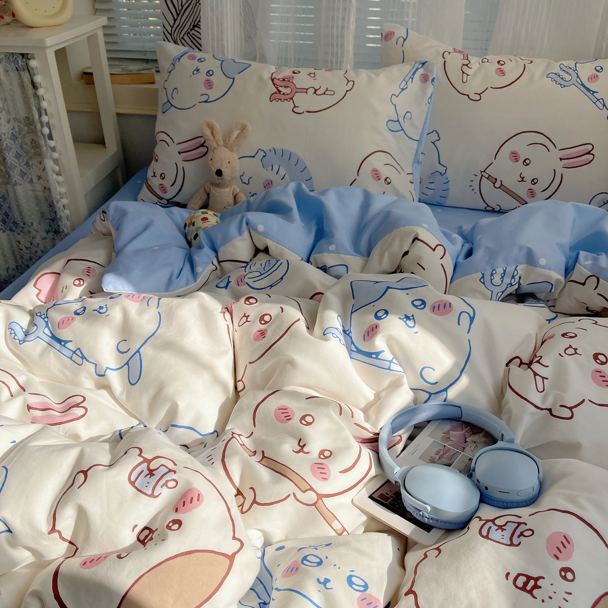 91家纺网 家纺一手货源 找家纺 耀悦家纺 2026新款正版授权吉伊卡哇全棉纯棉四件套单被套枕套 勇者乌萨奇