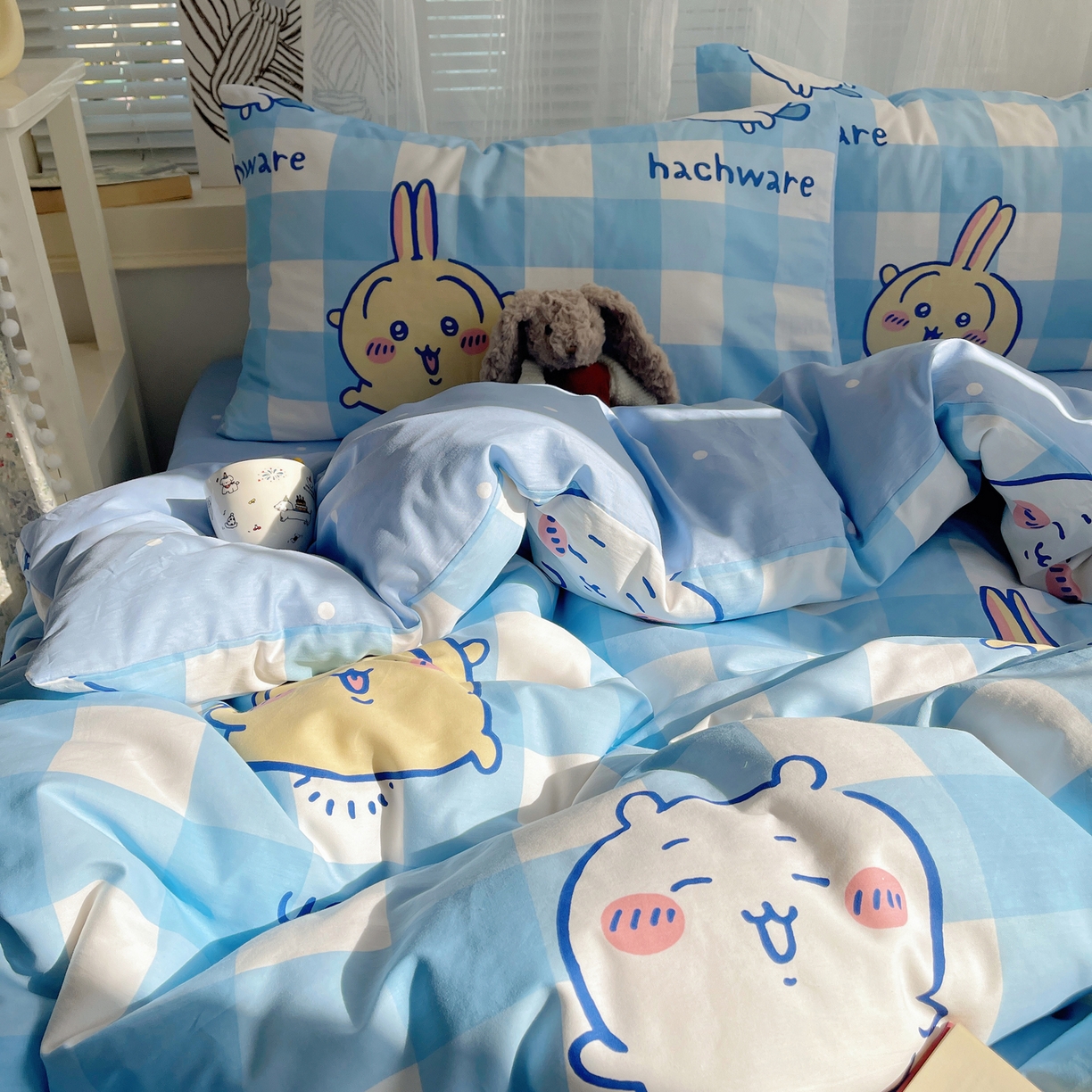 91家纺网 家纺一手货源 找家纺 耀悦家纺 2026新款正版授权吉伊卡哇全棉纯棉四件套单被套枕套 乌萨奇-到