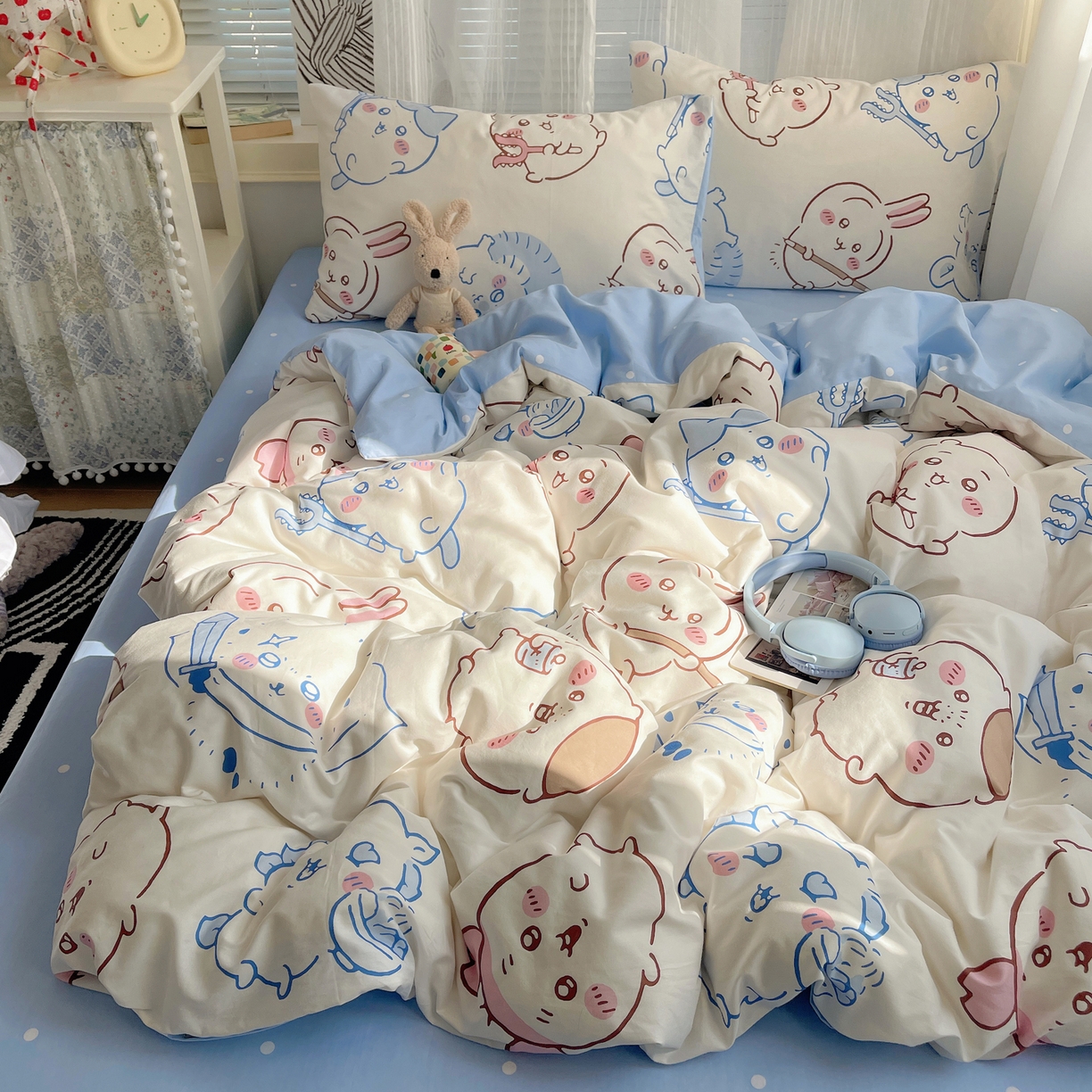 91家纺网 家纺一手货源 找家纺 耀悦家纺 2026新款正版授权吉伊卡哇全棉纯棉四件套单被套枕套 勇者乌萨奇