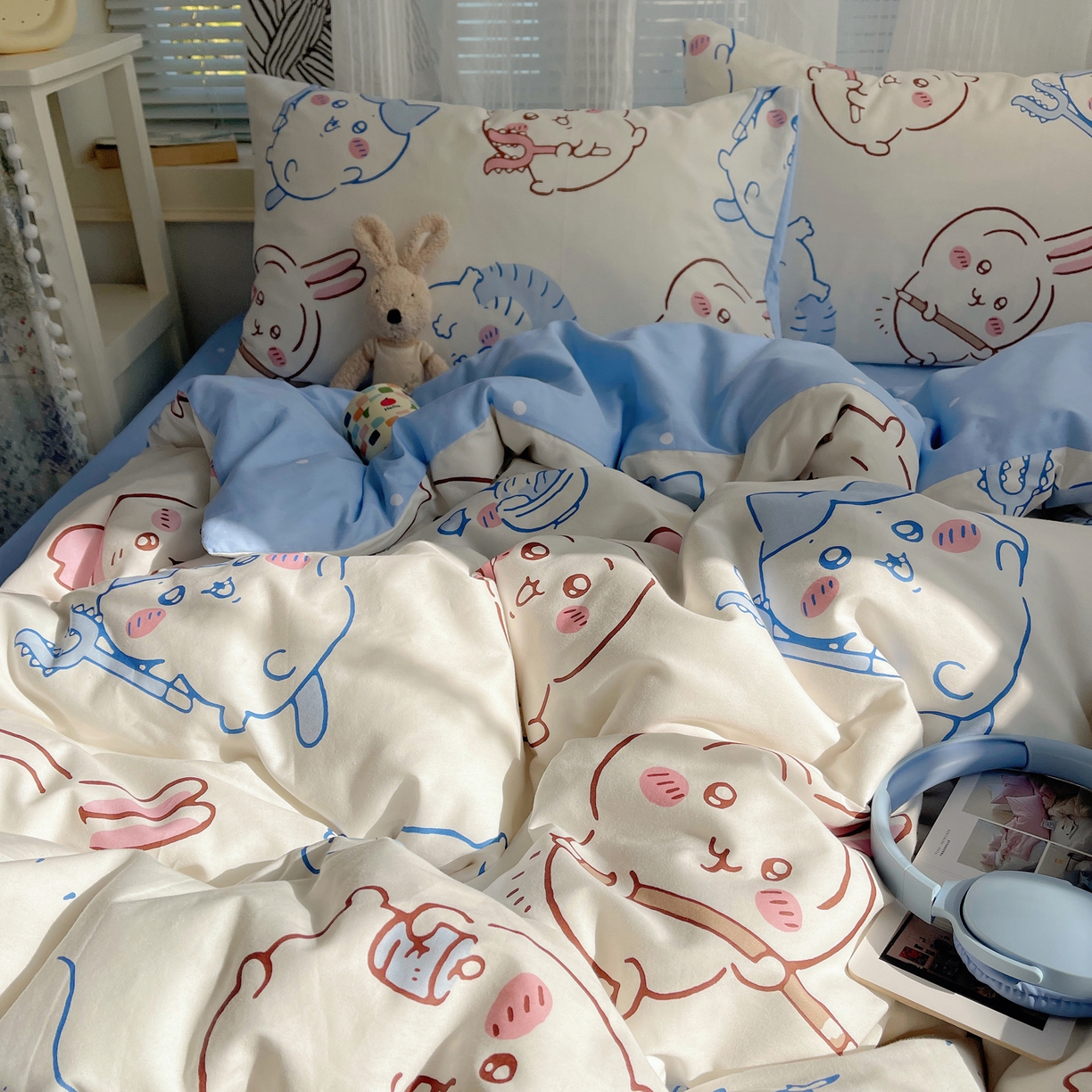 91家纺网 家纺一手货源 找家纺 耀悦家纺 2026新款正版授权吉伊卡哇全棉纯棉四件套单被套枕套 勇者乌萨奇