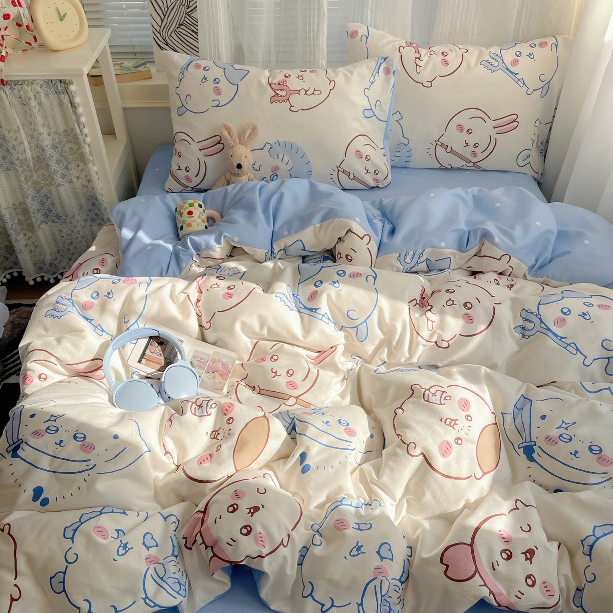 91家纺网 家纺一手货源 找家纺 耀悦家纺 2026新款正版授权吉伊卡哇全棉纯棉四件套单被套枕套 勇者乌萨奇