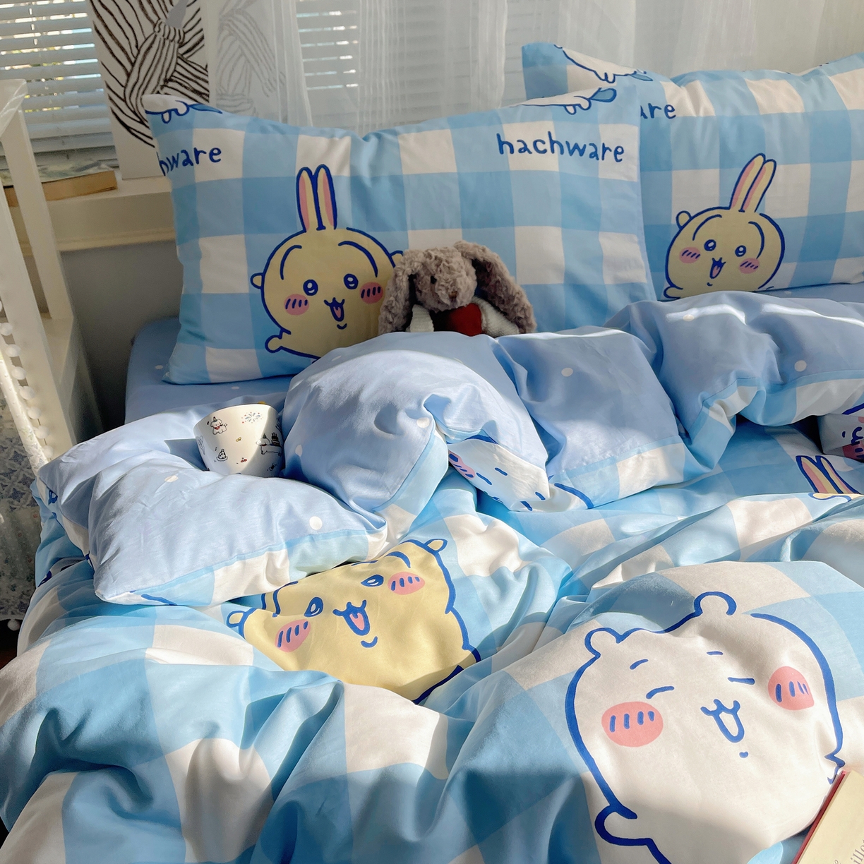 91家纺网 家纺一手货源 找家纺 耀悦家纺 2026新款正版授权吉伊卡哇全棉纯棉四件套单被套枕套 乌萨奇-到