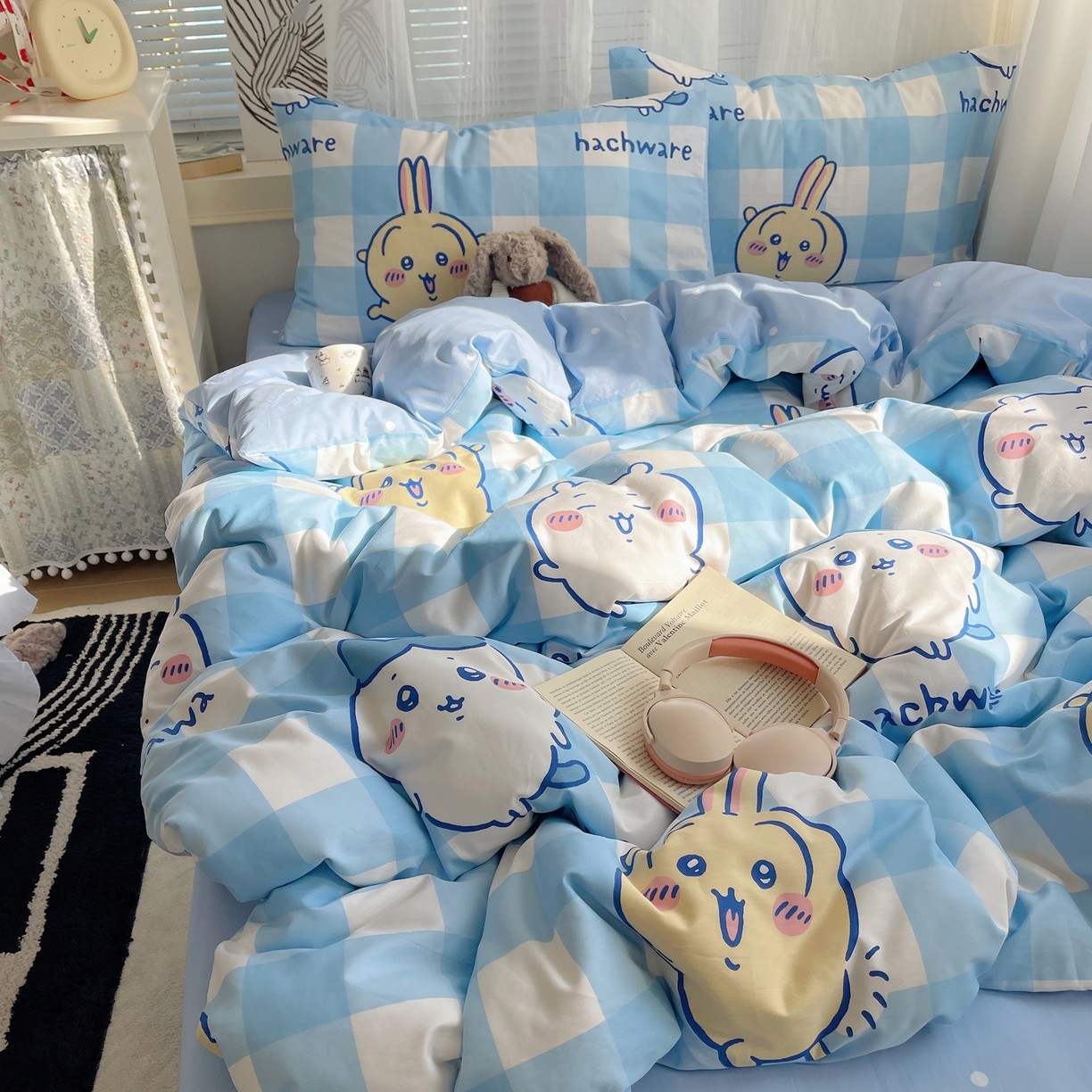 91家纺网 家纺一手货源 找家纺 耀悦家纺 2026新款正版授权吉伊卡哇全棉纯棉四件套单被套枕套 乌萨奇-到