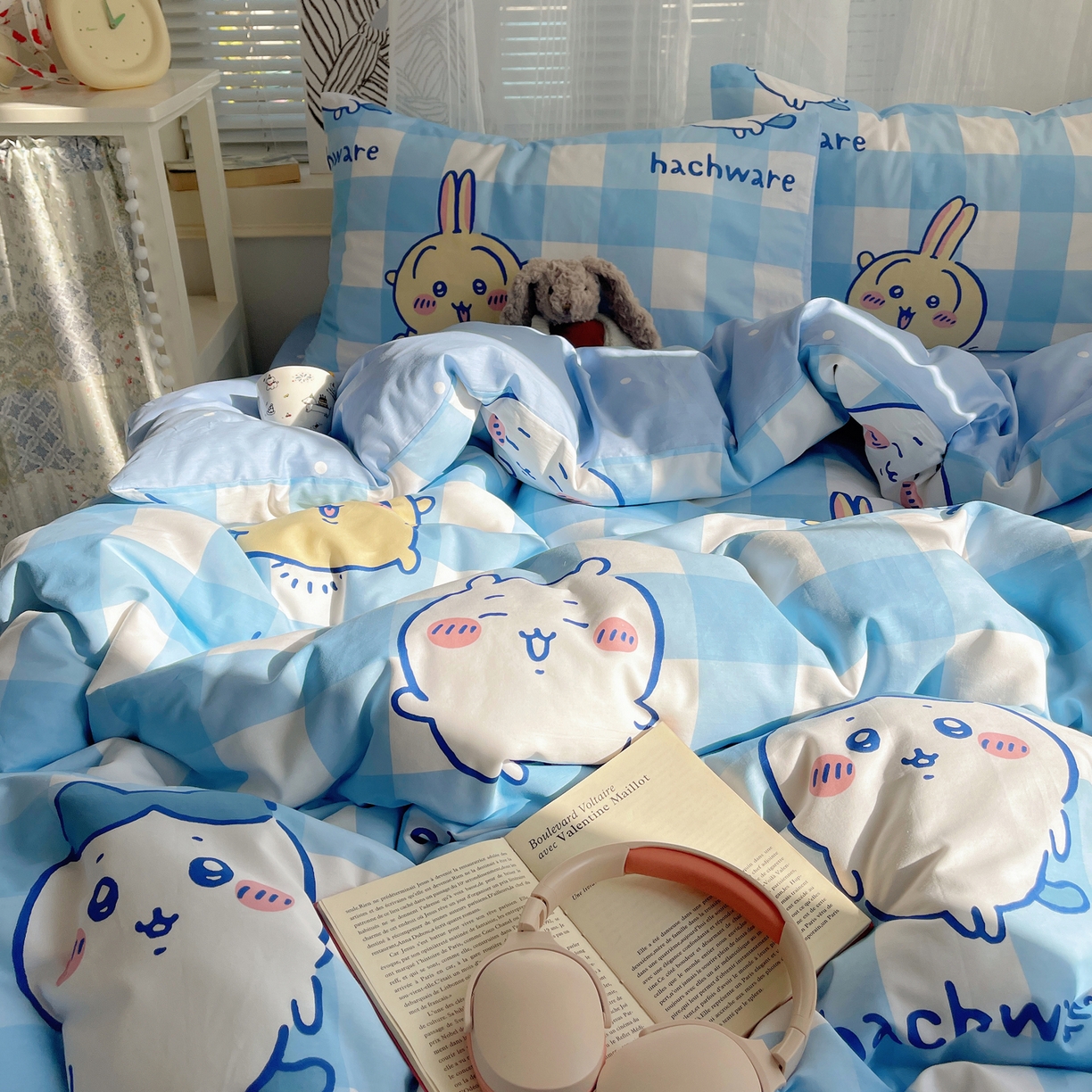 91家纺网 家纺一手货源 找家纺 耀悦家纺 2026新款正版授权吉伊卡哇全棉纯棉四件套单被套枕套 乌萨奇-到