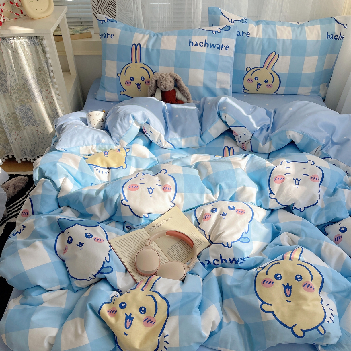 91家纺网 家纺一手货源 找家纺 耀悦家纺 2026新款正版授权吉伊卡哇全棉纯棉四件套单被套枕套 乌萨奇-到