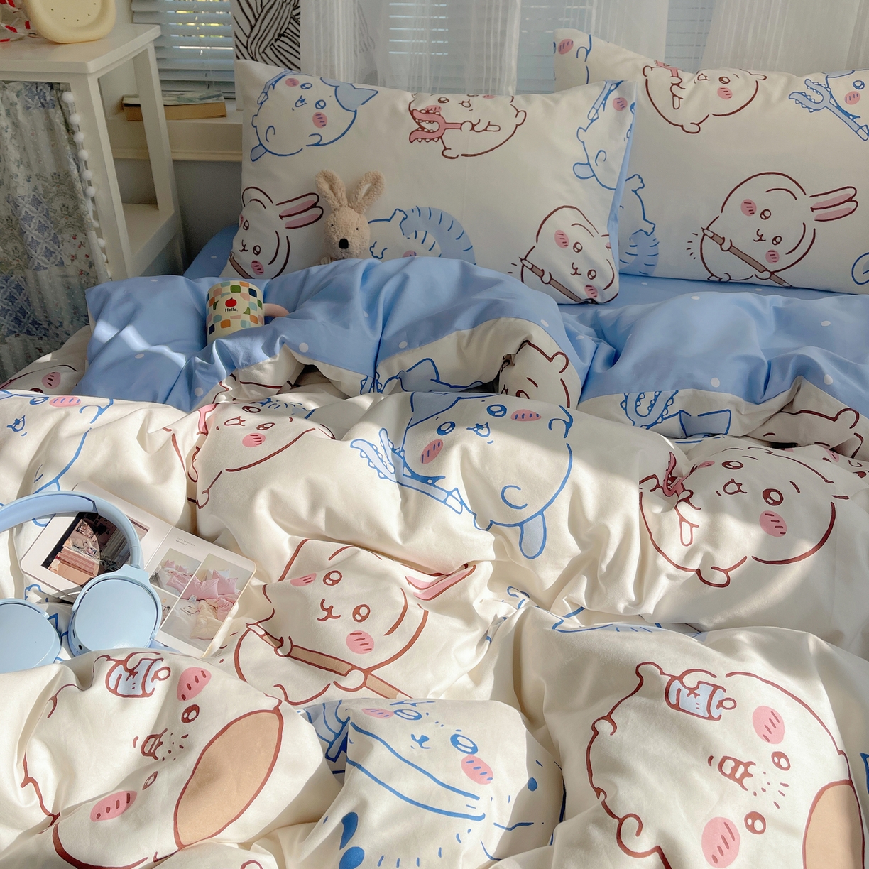 91家纺网 家纺一手货源 找家纺 耀悦家纺 2026新款正版授权吉伊卡哇全棉纯棉四件套单被套枕套 勇者乌萨奇