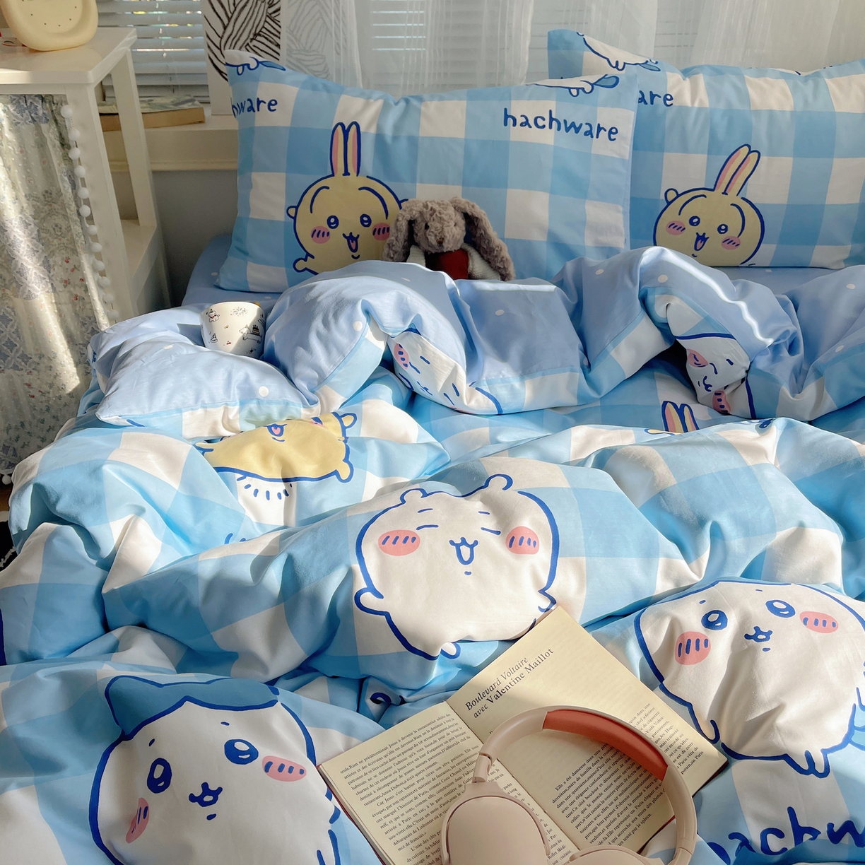 91家纺网 家纺一手货源 找家纺 耀悦家纺 2026新款正版授权吉伊卡哇全棉纯棉四件套单被套枕套 乌萨奇-到