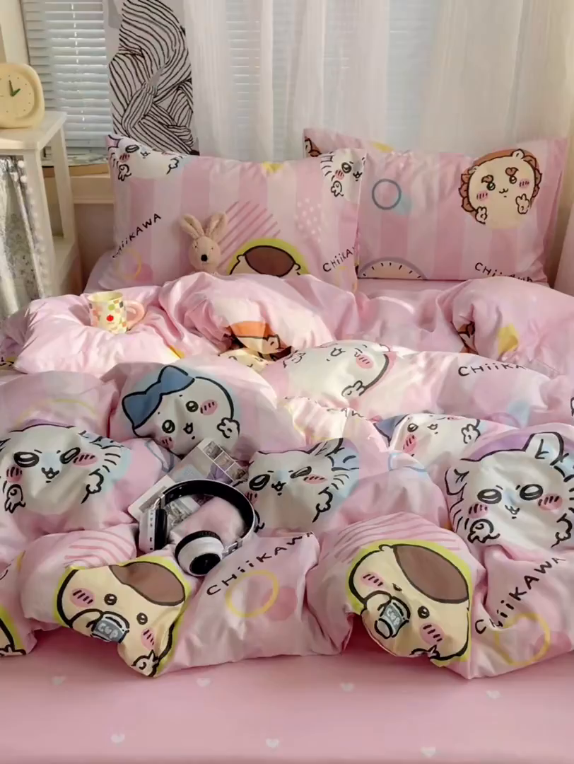 91家纺网 家纺一手货源 找家纺 耀悦家纺 2026新款正版授权吉伊卡哇全棉纯棉四件套单被套枕套 吉伊卡哇耶