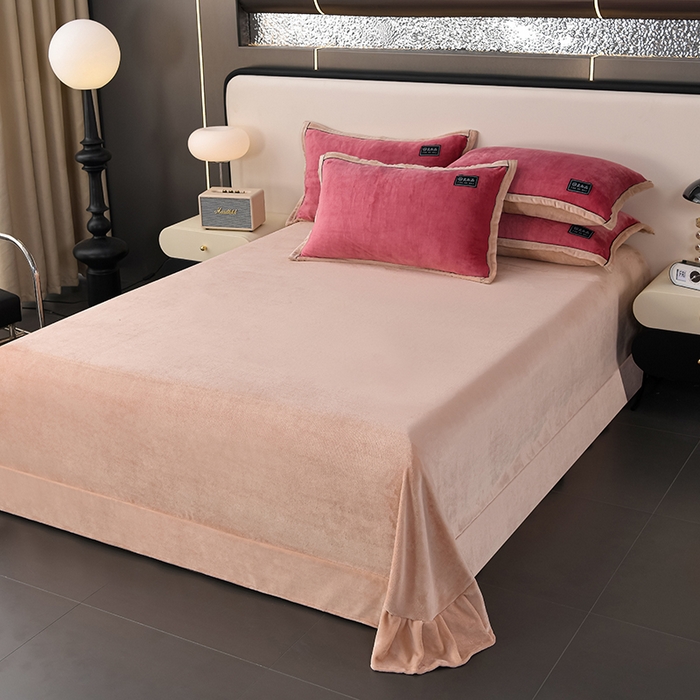 91家纺网 家纺一手货源 找家纺 （总）绒耀2025纯色加厚牛奶绒四件套轻奢款大包边素色直播爆款