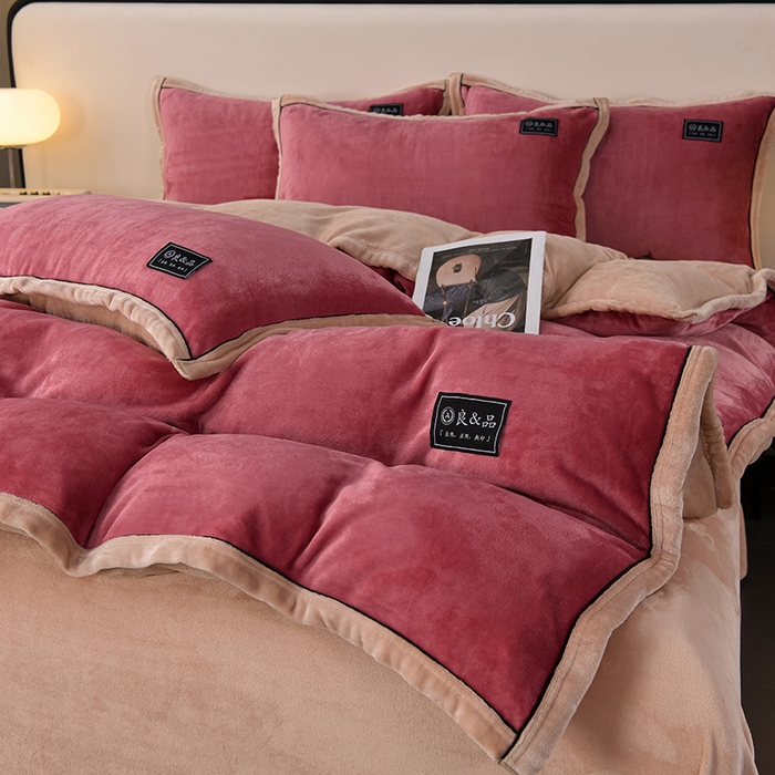 91家纺网 家纺一手货源 找家纺 （总）绒耀2025纯色加厚牛奶绒四件套轻奢款大包边素色直播爆款