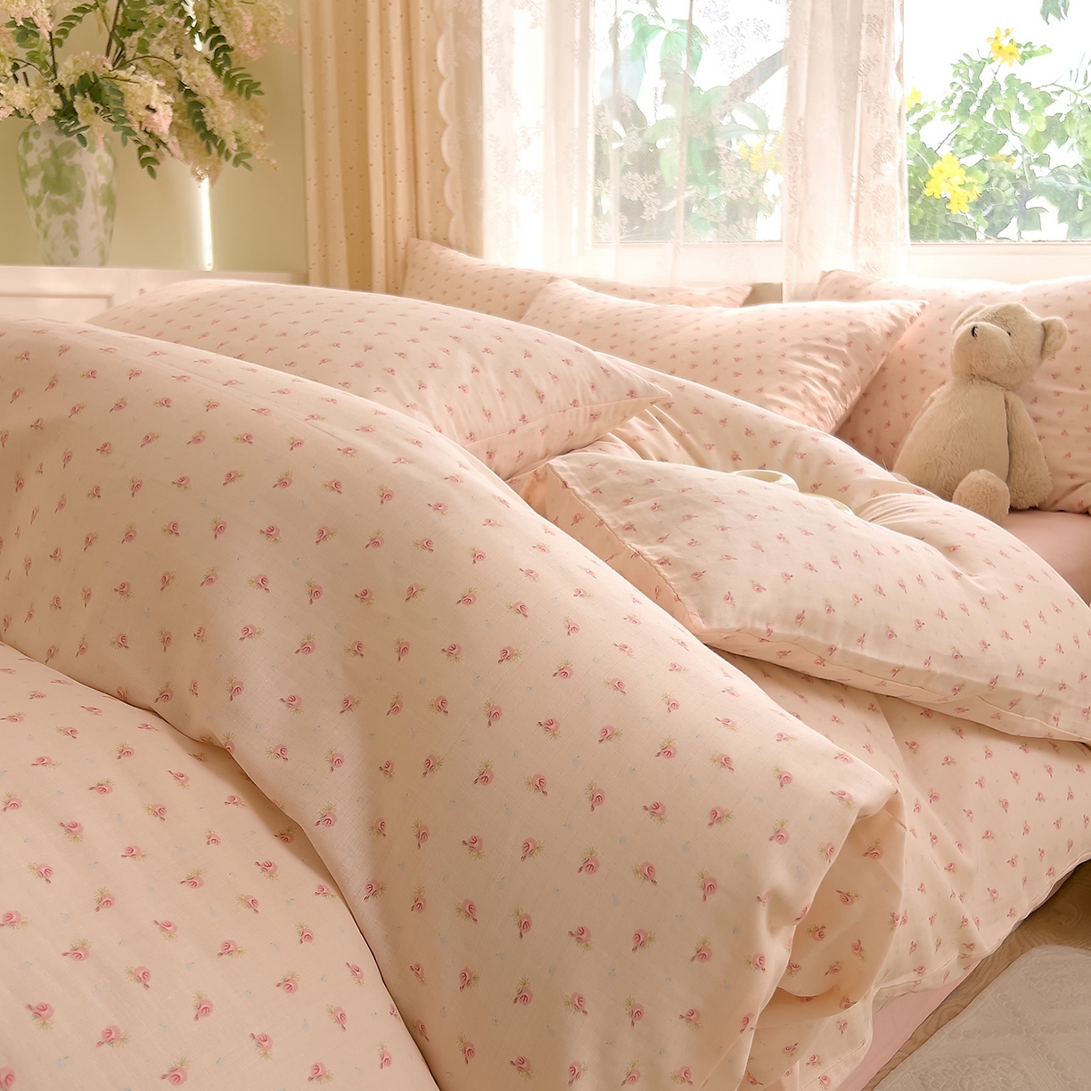 91家纺网 家纺一手货源 找家纺 DoDo 兜兜 2026新款全棉纯棉柔软双层纱套件系列（可定做尺寸） 安妮