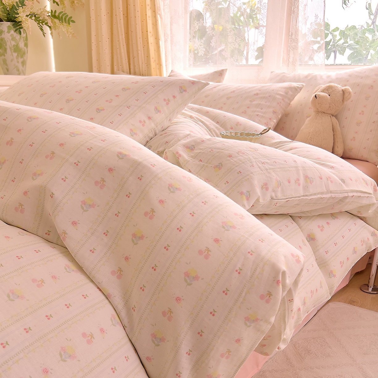 91家纺网 家纺一手货源 找家纺 DoDo 兜兜 2026新款全棉纯棉柔软双层纱套件系列（可定做尺寸） 软芙