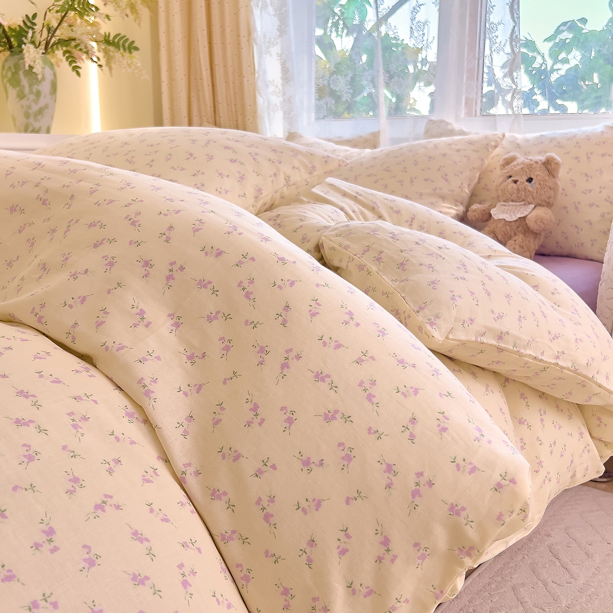 DoDo 兜兜 2026新款全棉纯棉柔软双层纱套件系列（可定做尺寸） 含笑-紫