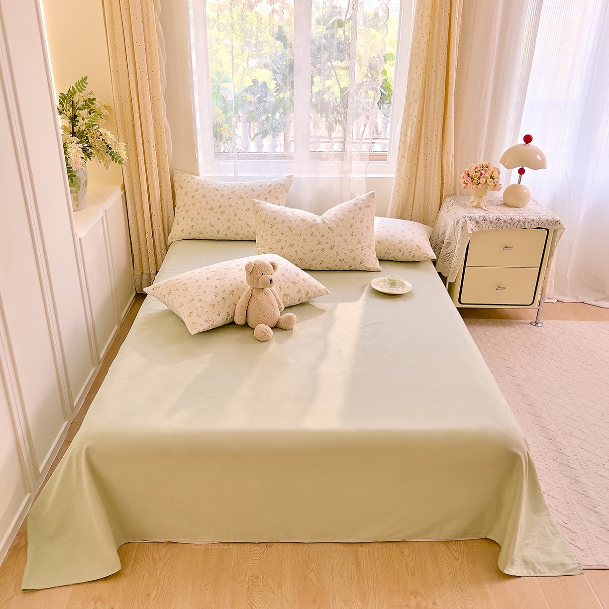 91家纺网 家纺一手货源 找家纺 DoDo 兜兜 2026新款全棉纯棉柔软双层纱套件系列（可定做尺寸） 伊卡