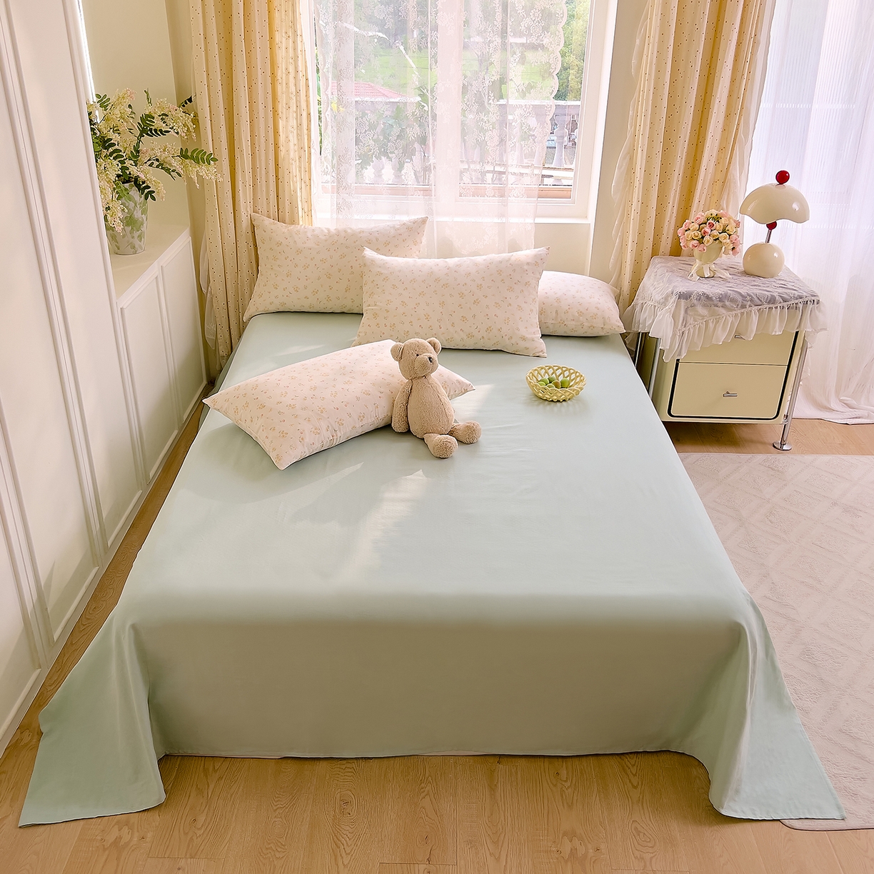 91家纺网 家纺一手货源 找家纺 DoDo 兜兜 2026新款全棉纯棉柔软双层纱套件系列（可定做尺寸） 格桑花-黄