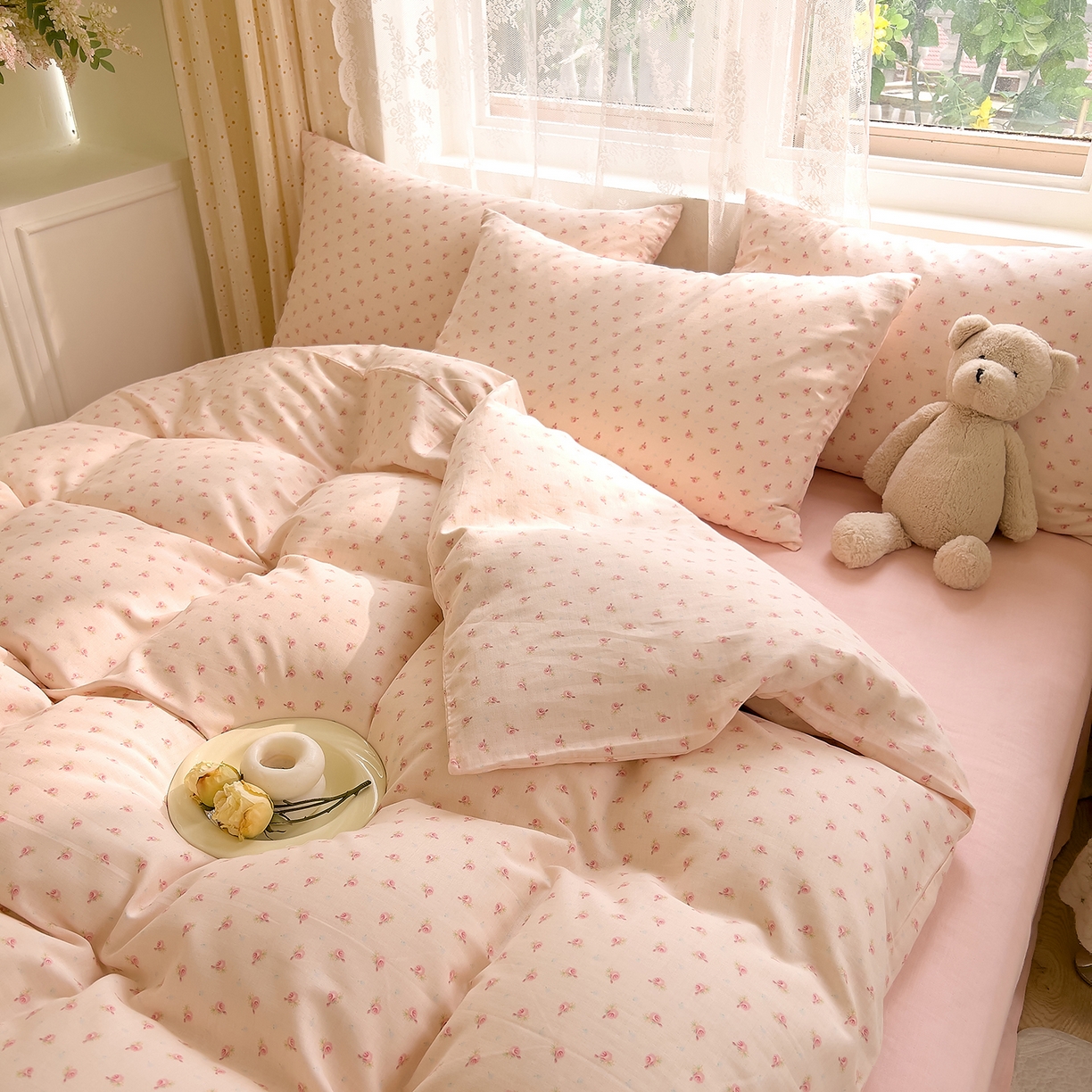 91家纺网 家纺一手货源 找家纺 DoDo 兜兜 2026新款全棉纯棉柔软双层纱套件系列（可定做尺寸） 安妮