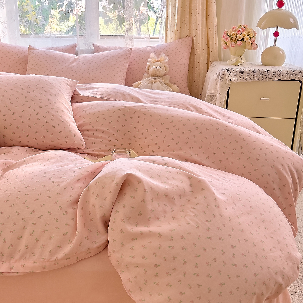 91家纺网 家纺一手货源 找家纺 DoDo 兜兜 2026新款全棉纯棉柔软双层纱套件系列（可定做尺寸） 甜梦