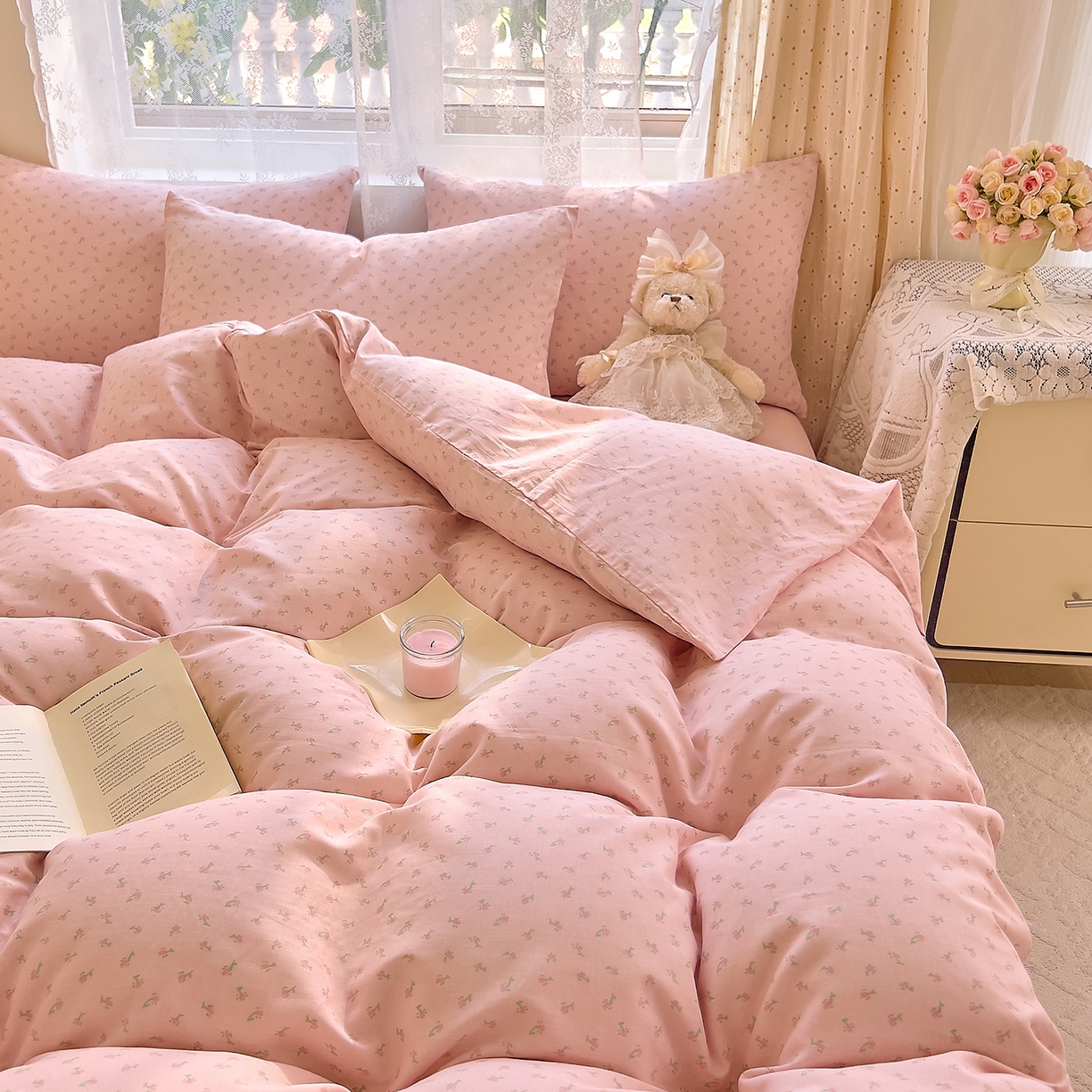 91家纺网 家纺一手货源 找家纺 DoDo 兜兜 2026新款全棉纯棉柔软双层纱套件系列（可定做尺寸） 甜梦