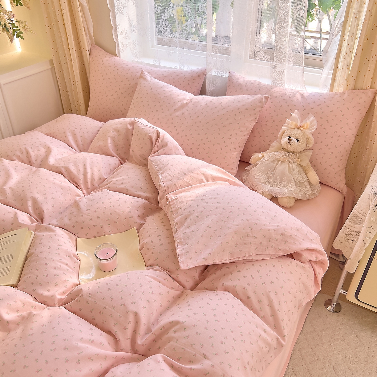 91家纺网 家纺一手货源 找家纺 DoDo 兜兜 2026新款全棉纯棉柔软双层纱套件系列（可定做尺寸） 甜梦