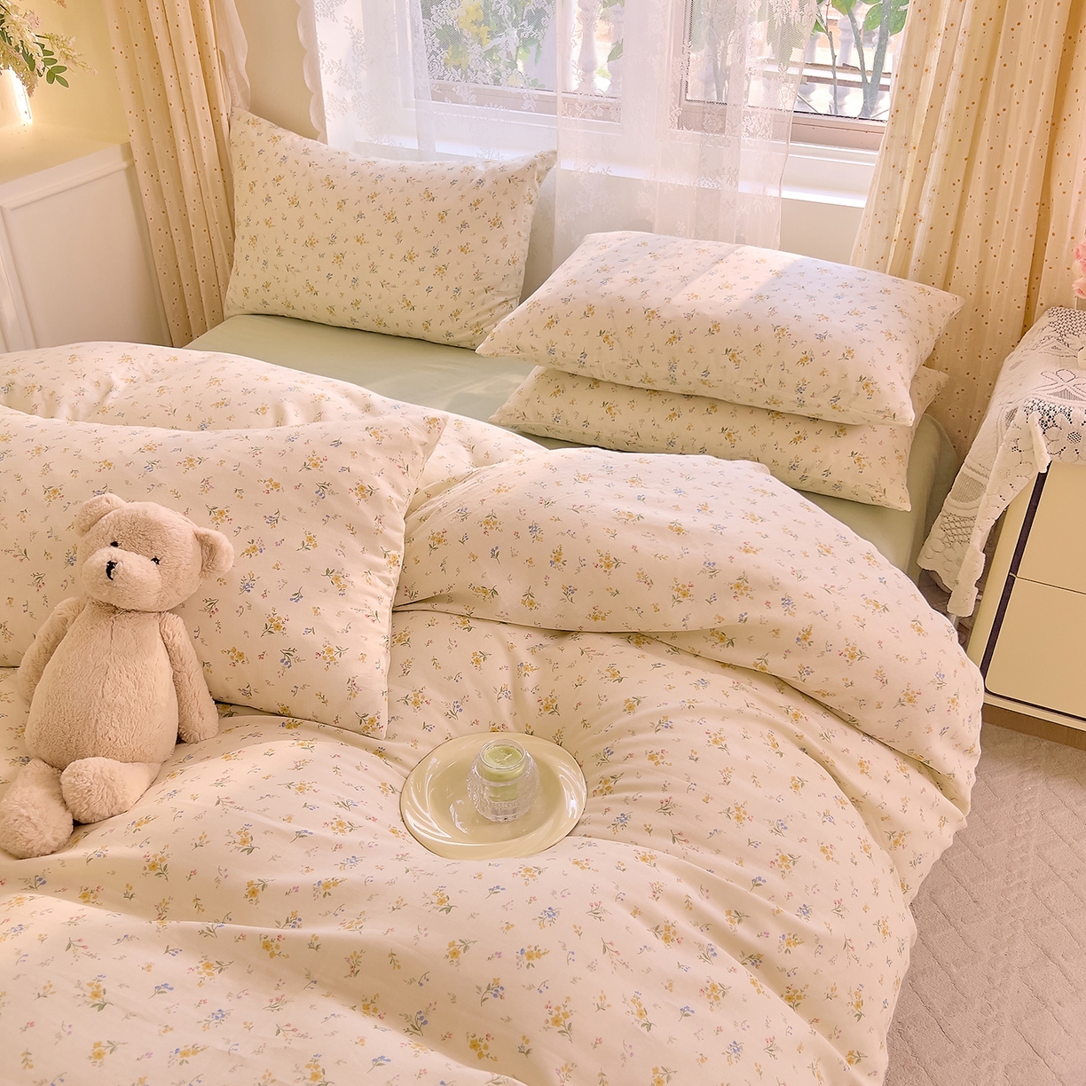 91家纺网 家纺一手货源 找家纺 DoDo 兜兜 2026新款全棉纯棉柔软双层纱套件系列（可定做尺寸） 伊卡