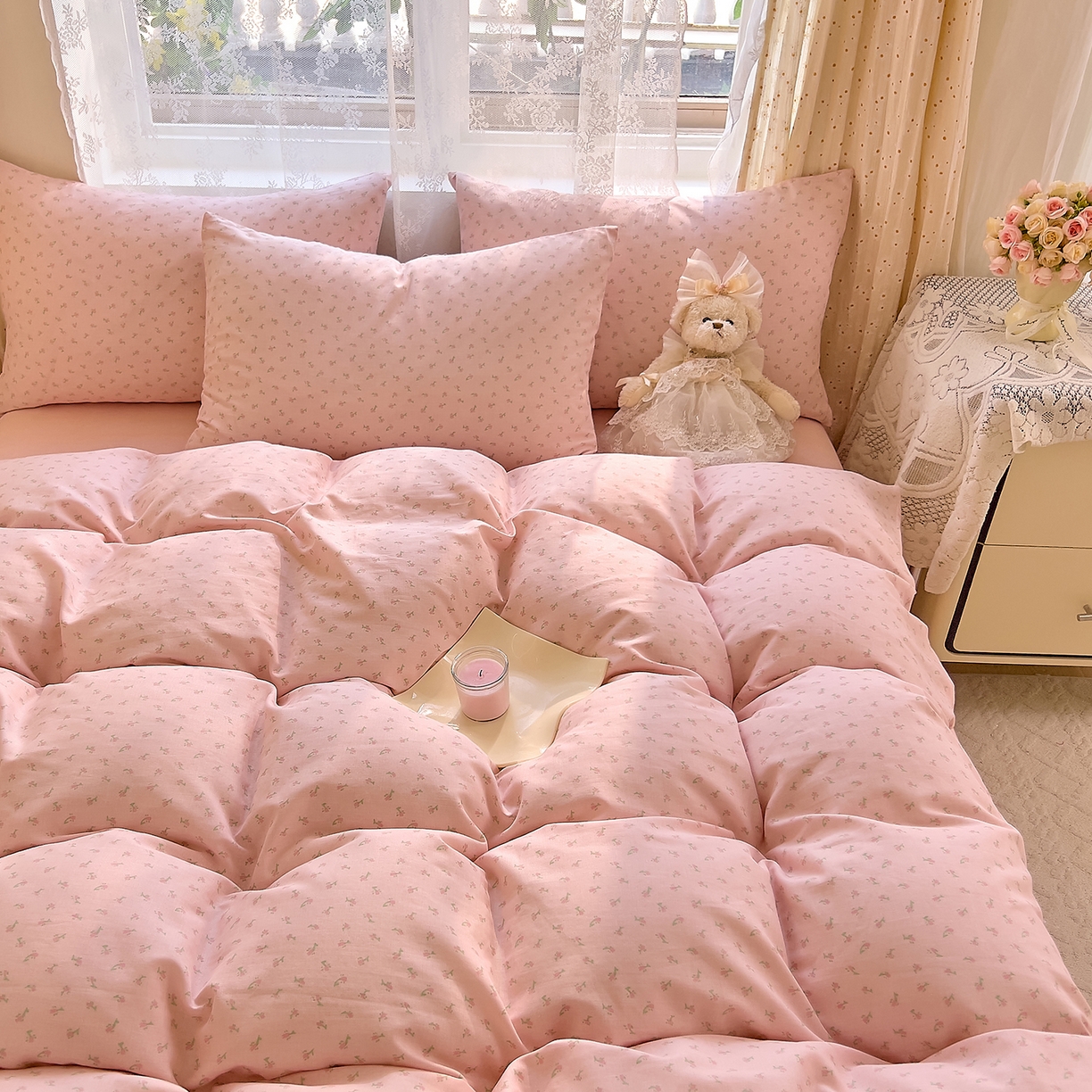 91家纺网 家纺一手货源 找家纺 DoDo 兜兜 2026新款全棉纯棉柔软双层纱套件系列（可定做尺寸） 甜梦