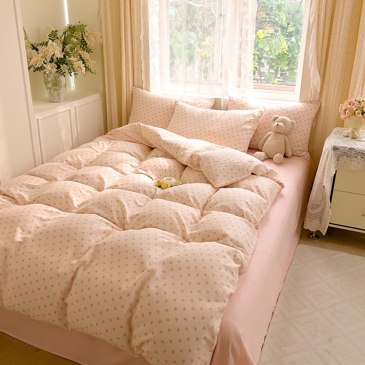 91家纺网 家纺一手货源 找家纺 DoDo 兜兜 2026新款全棉纯棉柔软双层纱套件系列（可定做尺寸） 安妮