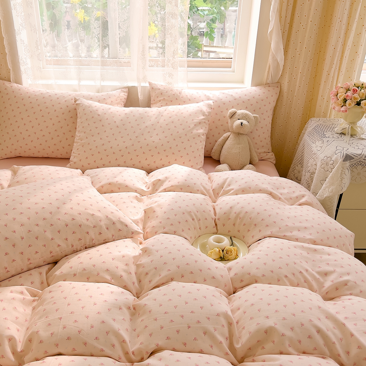 91家纺网 家纺一手货源 找家纺 DoDo 兜兜 2026新款全棉纯棉柔软双层纱套件系列（可定做尺寸） 安妮